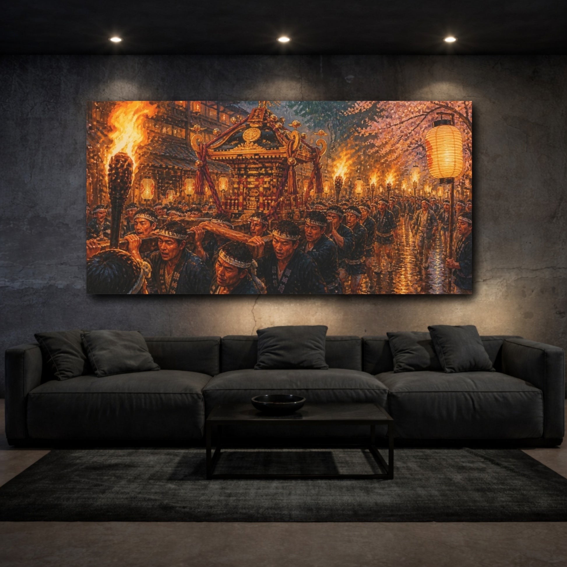 Mockup 3. Night Shrine Procession shown as canvas print