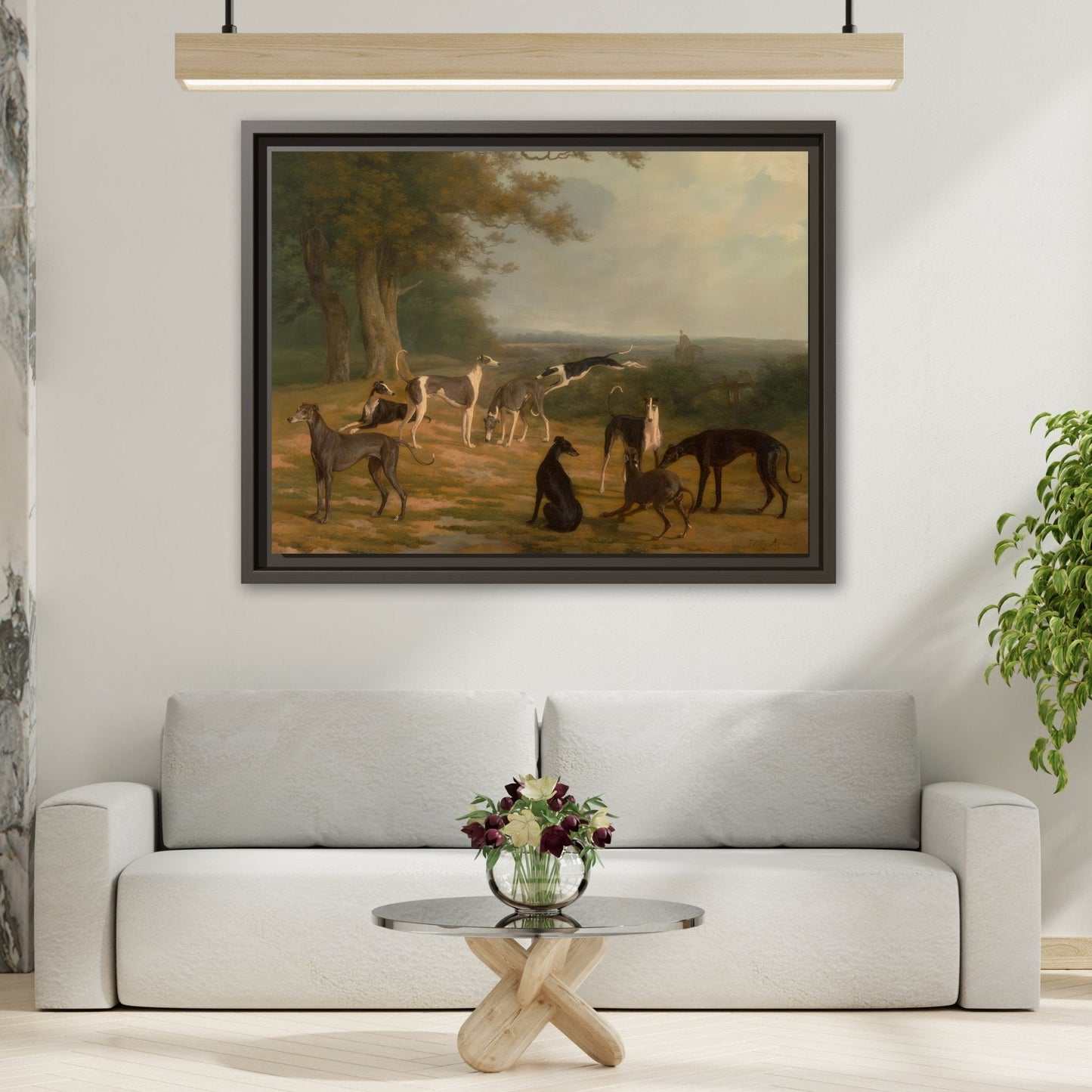 Nine Greyhounds Dog Canvas Print - Framed Dogs Wall Art by Jacques Laurent Agasse