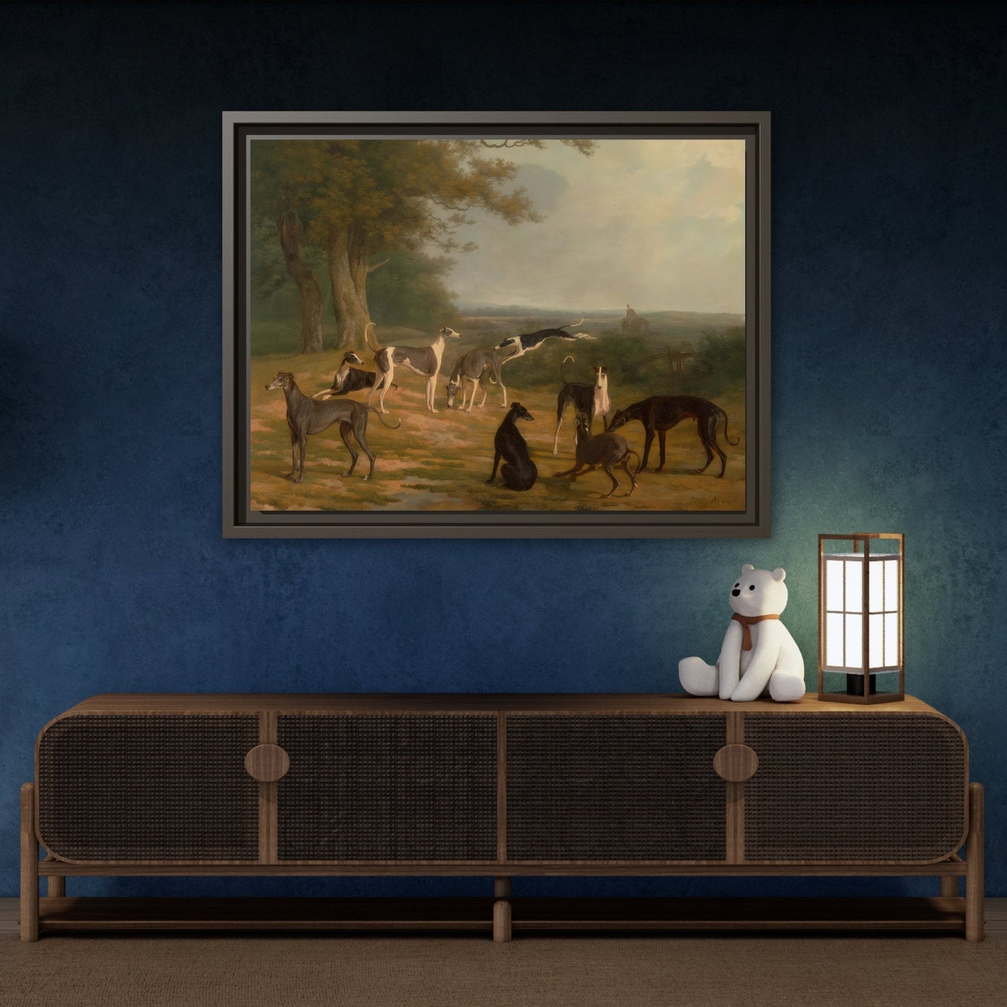 Nine Greyhounds Dog Canvas Print - Framed Dogs Wall Art by Jacques Laurent Agasse