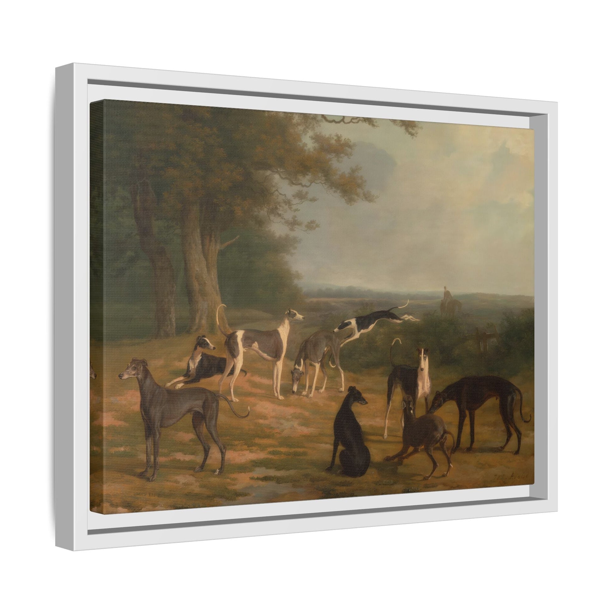 Nine Greyhounds Dog Canvas Print - Framed Dogs Wall Art by Jacques Laurent Agasse