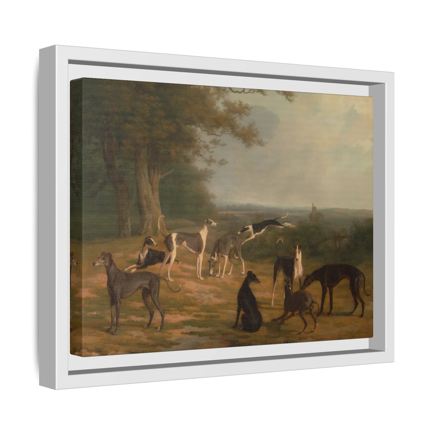 Nine Greyhounds Dog Canvas Print - Framed Dogs Wall Art by Jacques Laurent Agasse