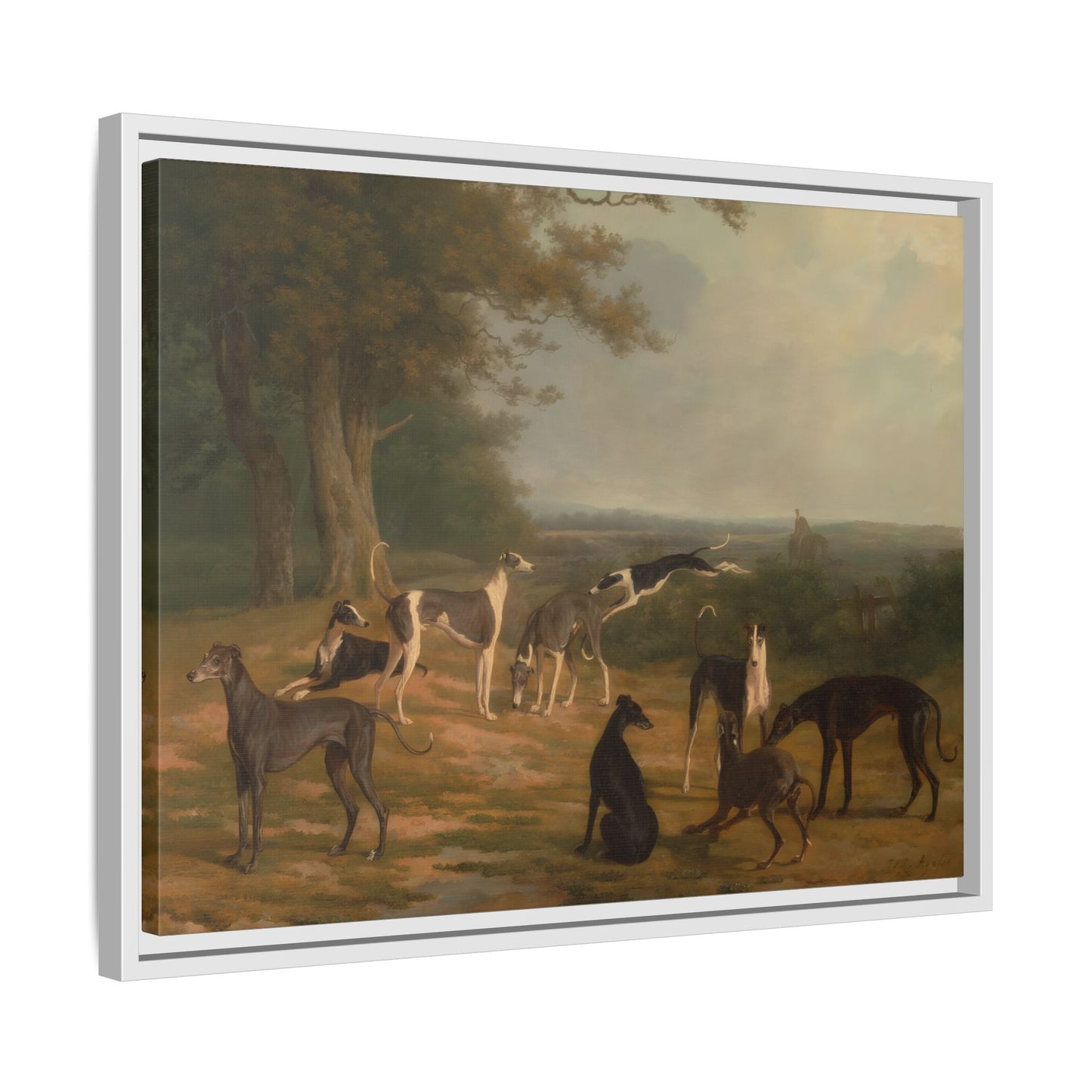 Nine Greyhounds Dog Canvas Print - Framed Dogs Wall Art by Jacques Laurent Agasse