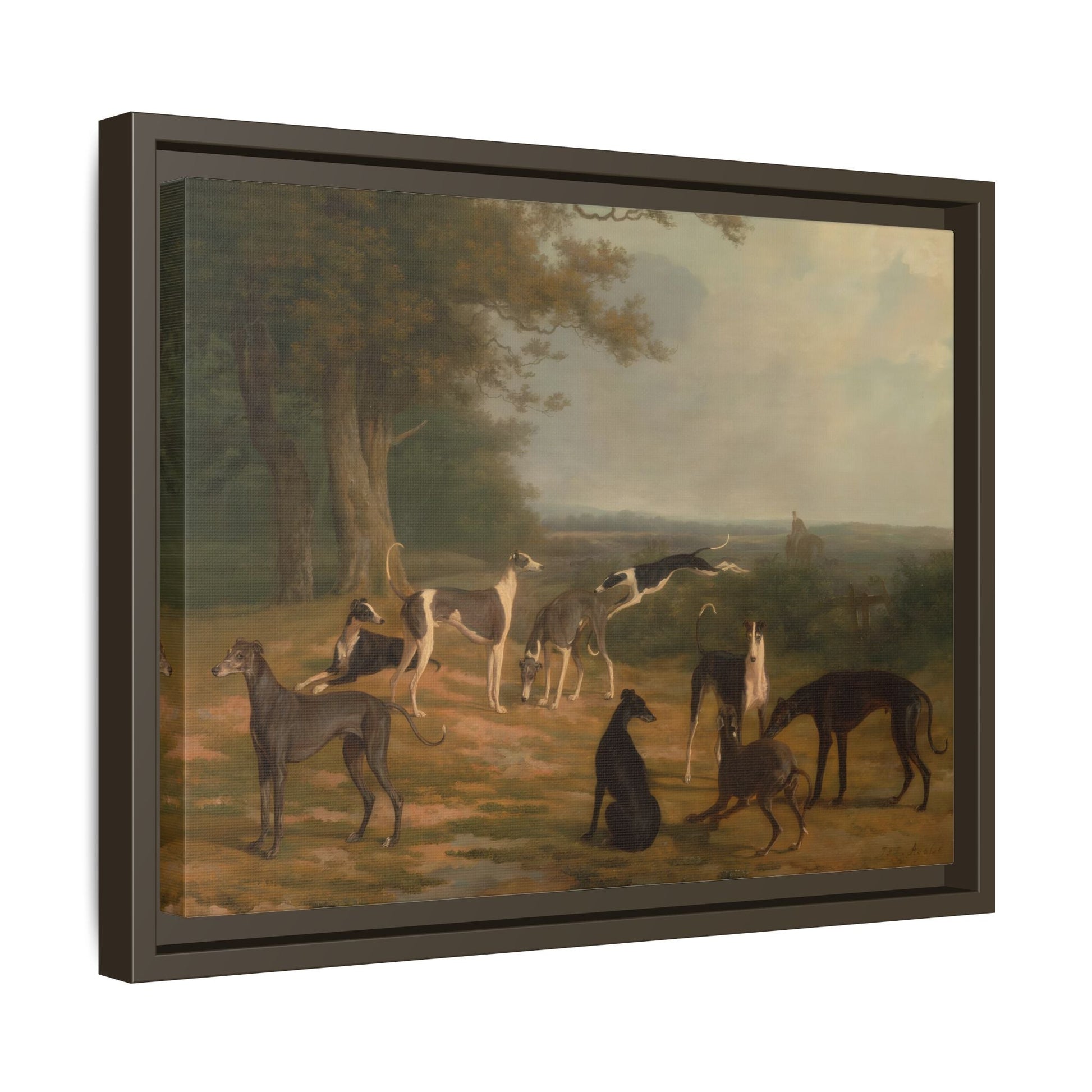 Nine Greyhounds Dog Canvas Print - Framed Dogs Wall Art by Jacques Laurent Agasse