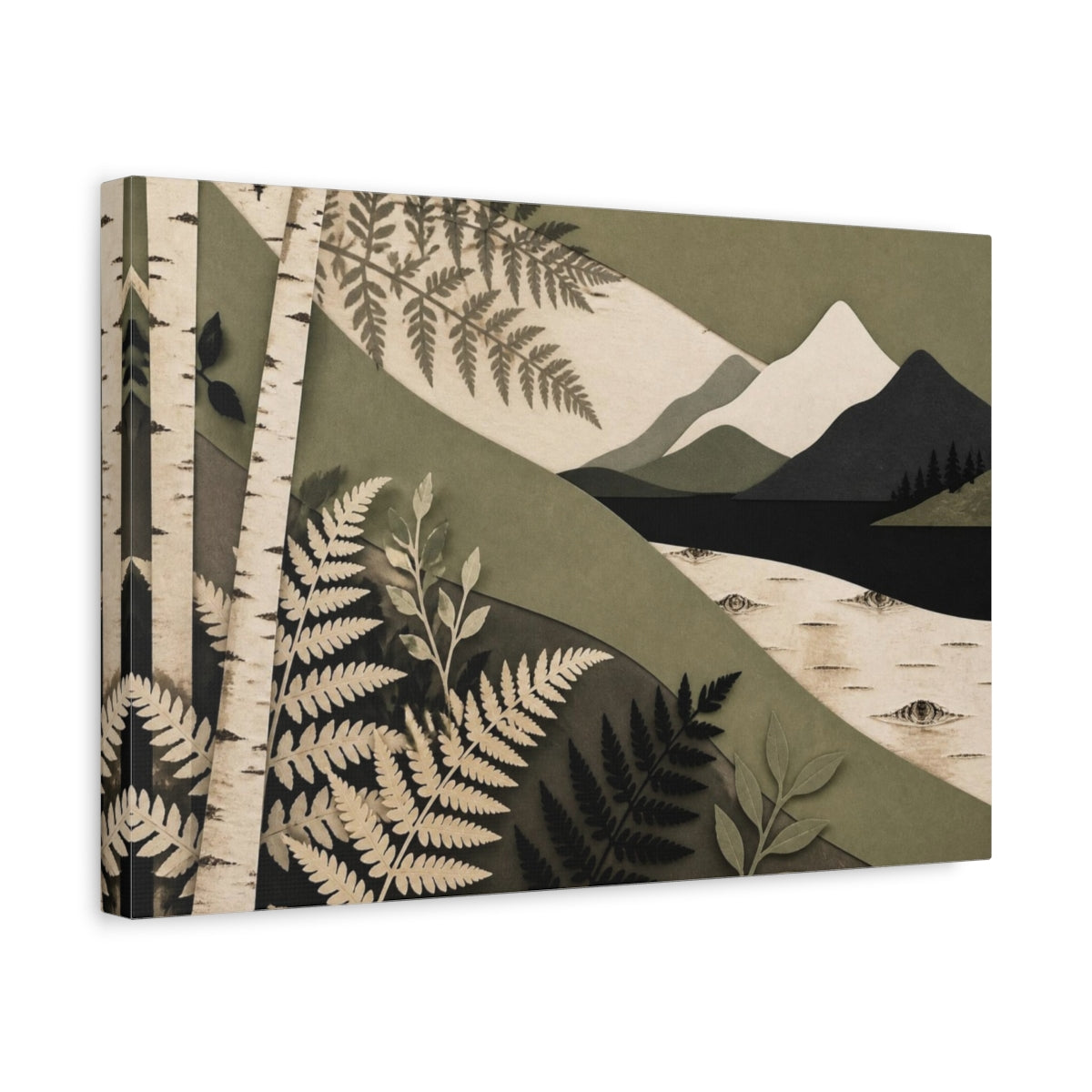 Side Mockup 4. Nordic Birch And Fern shown as canvas print