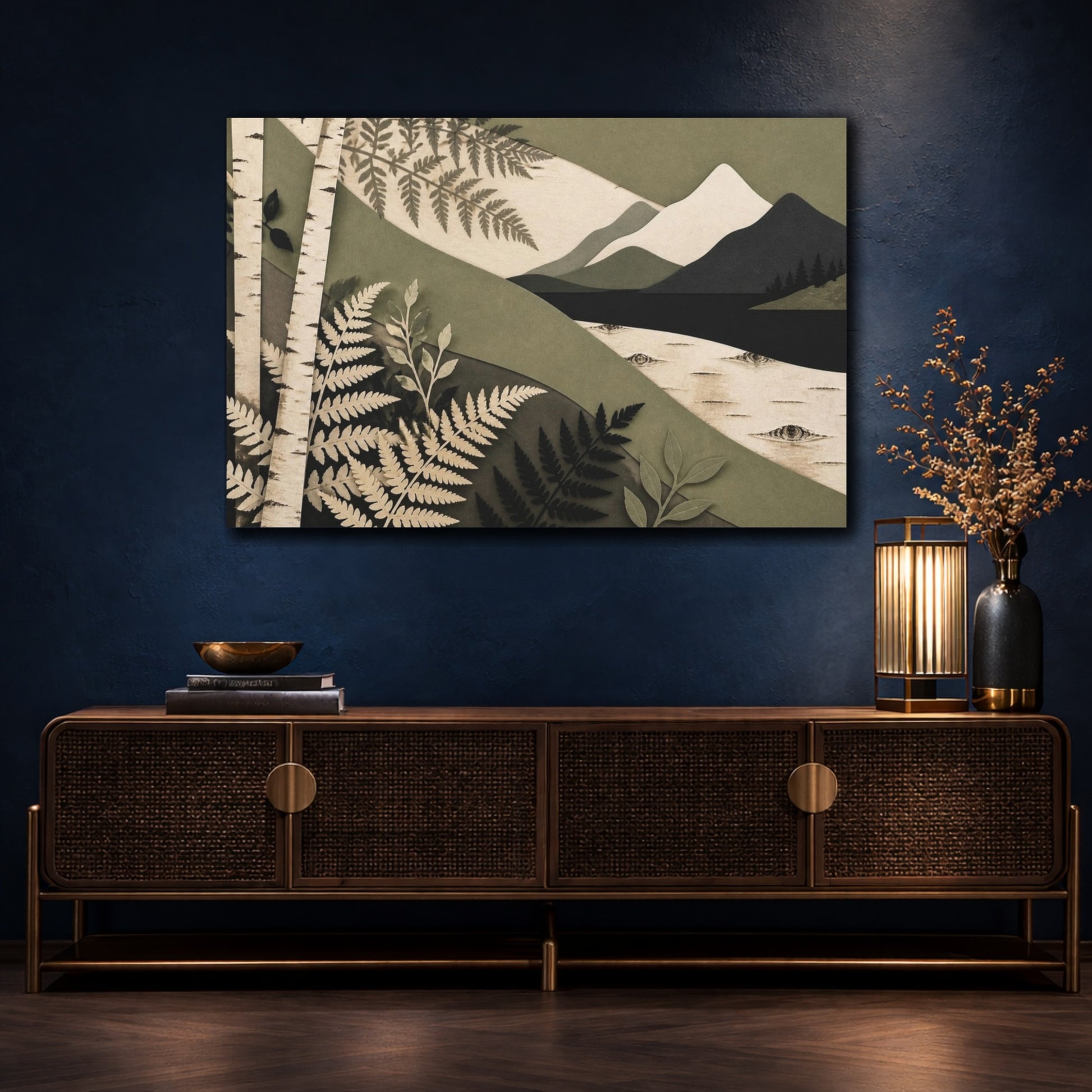 Mockup 4. Nordic Birch And Fern shown as canvas print