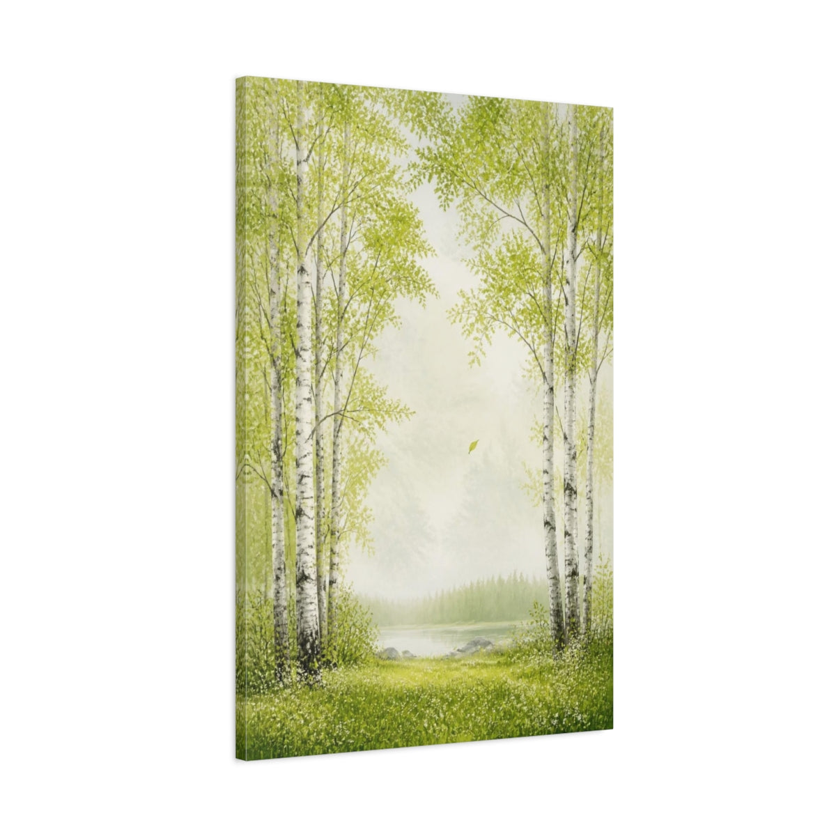 Main Mockup. Nordic Birch Grove shown as canvas print