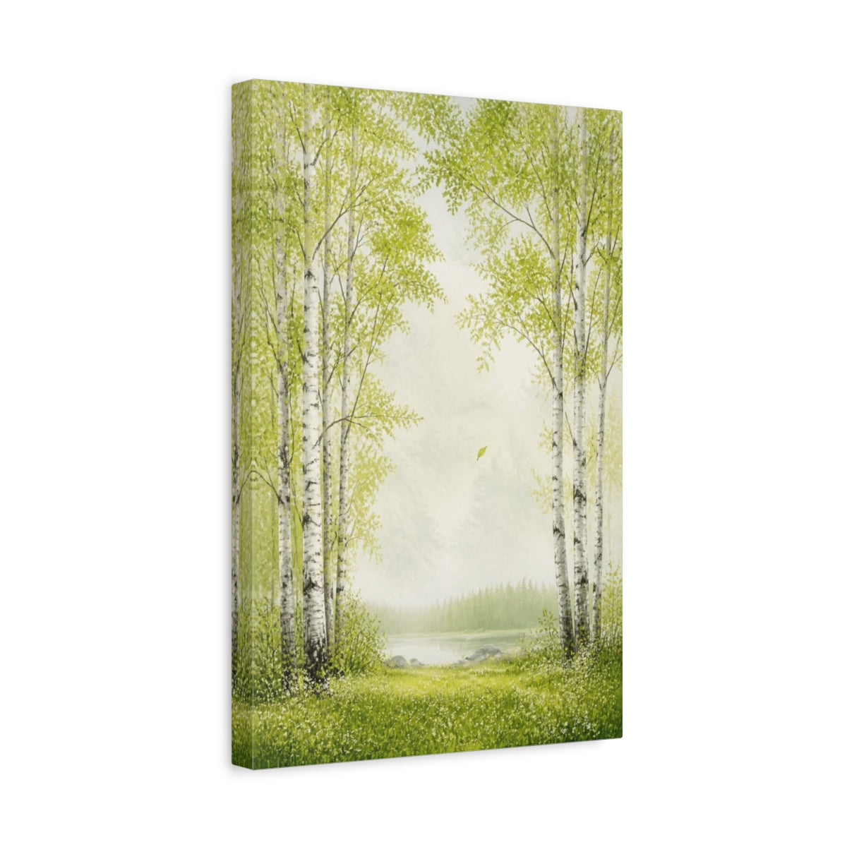 Side Mockup 4. Nordic Birch Grove shown as canvas print