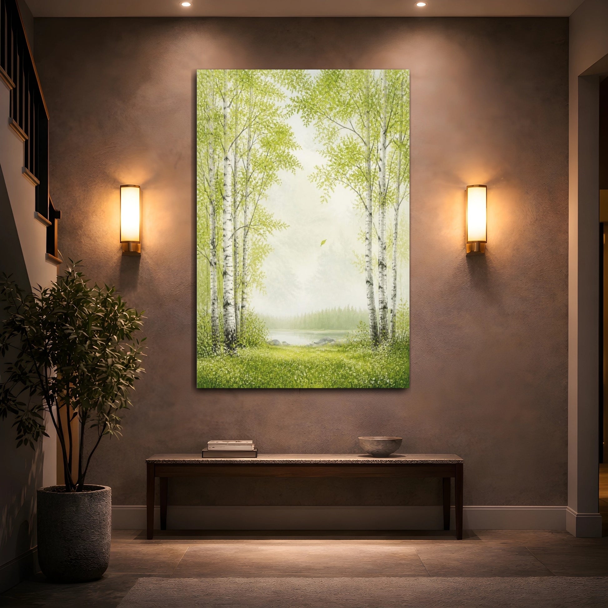 Mockup 2. Nordic Birch Grove shown as canvas print