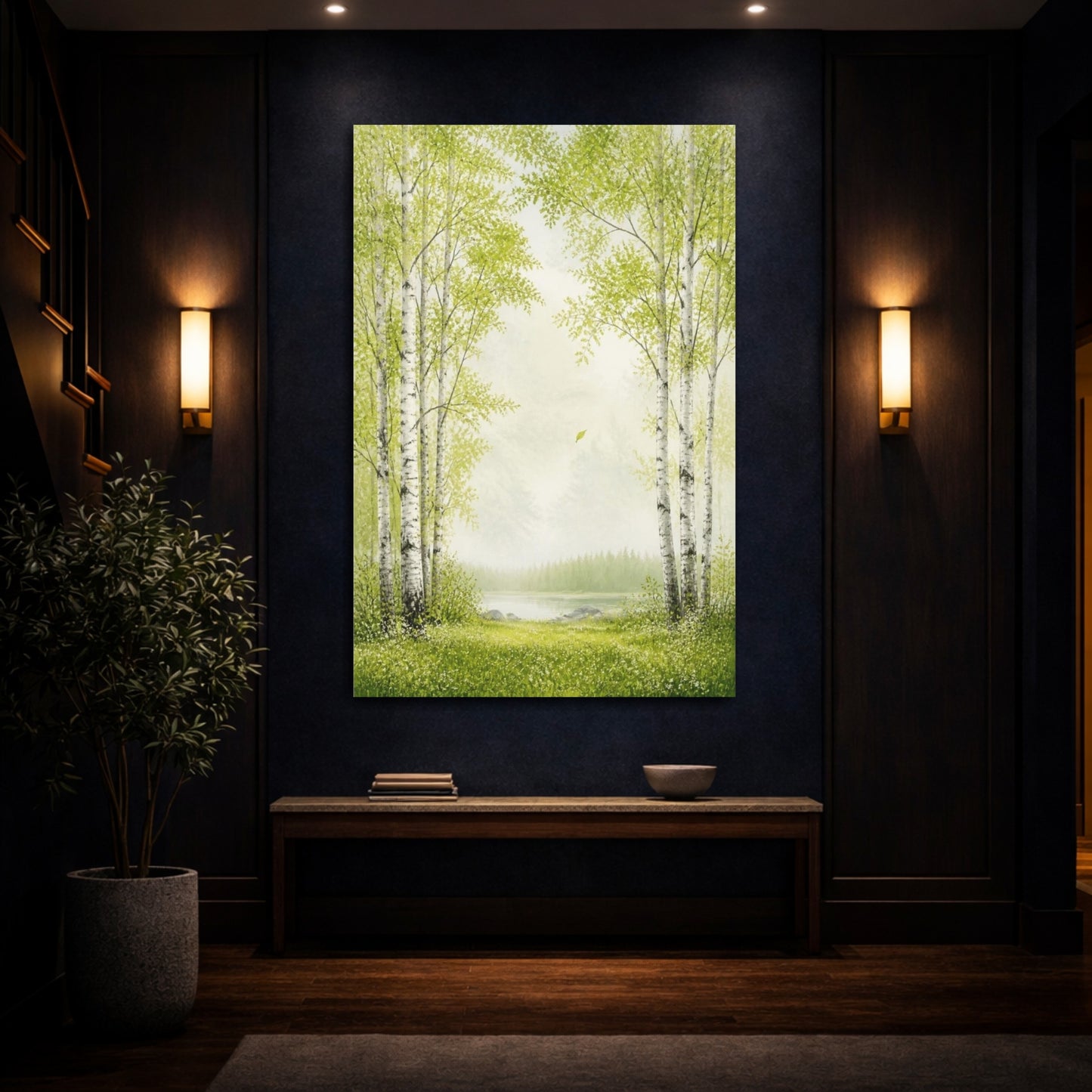Mockup 4. Nordic Birch Grove shown as canvas print