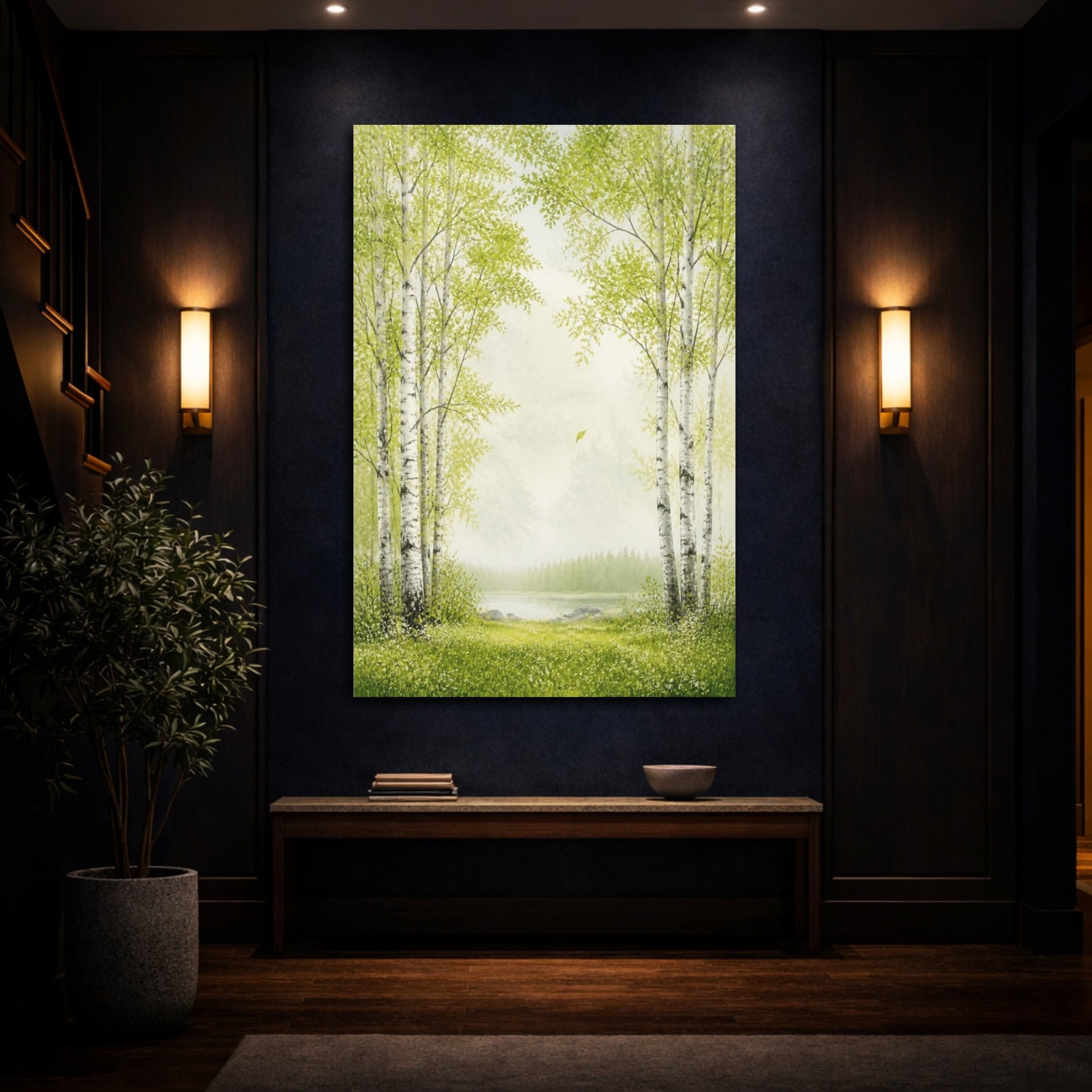 Mockup 4. Nordic Birch Grove shown as canvas print