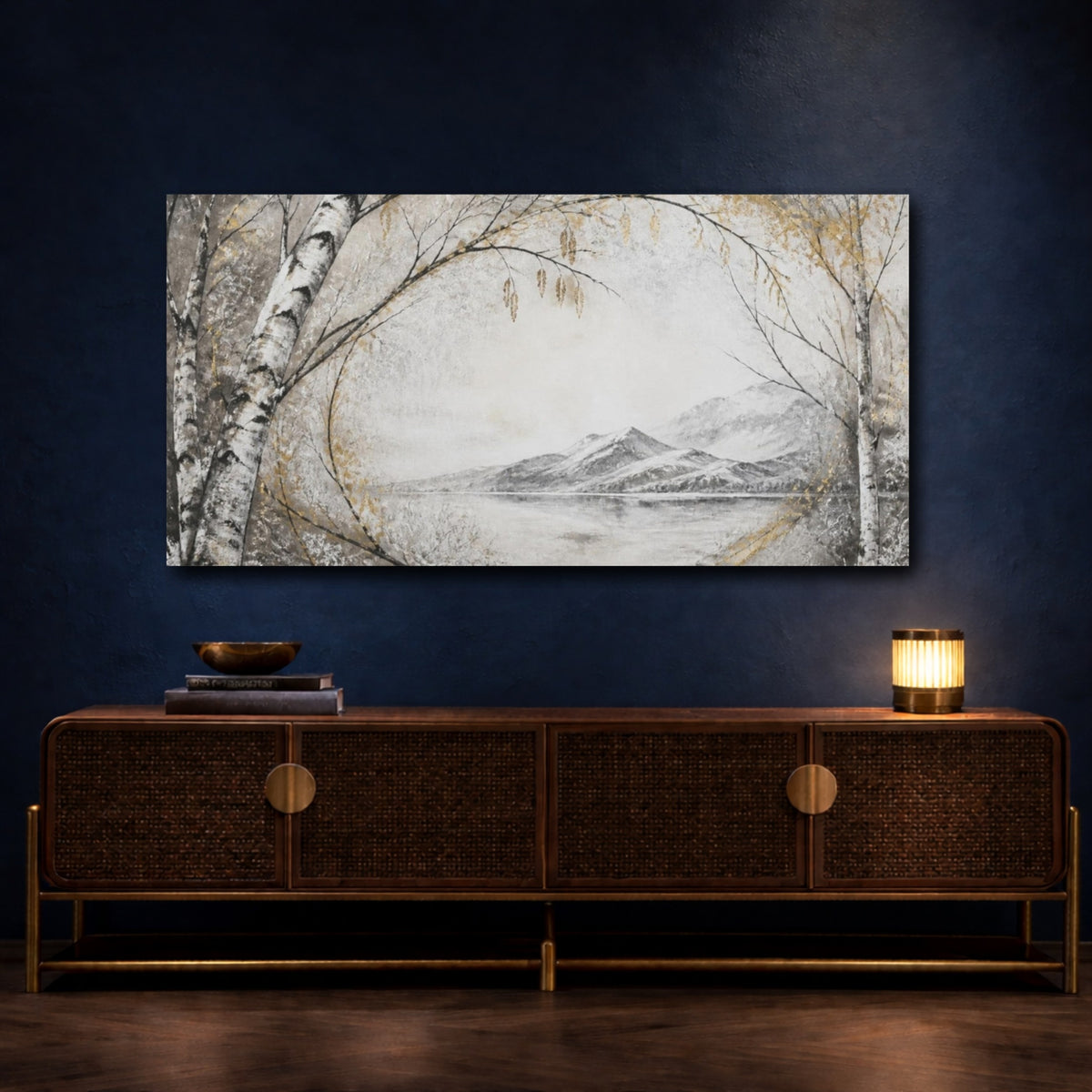 Mockup 4. Nordic Birch Lake shown as canvas print
