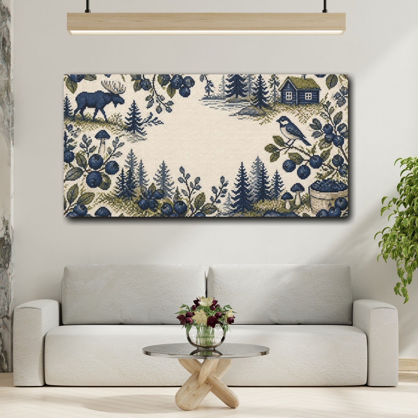 Mockup 2. Nordic Blueberry Sprigs shown as canvas print