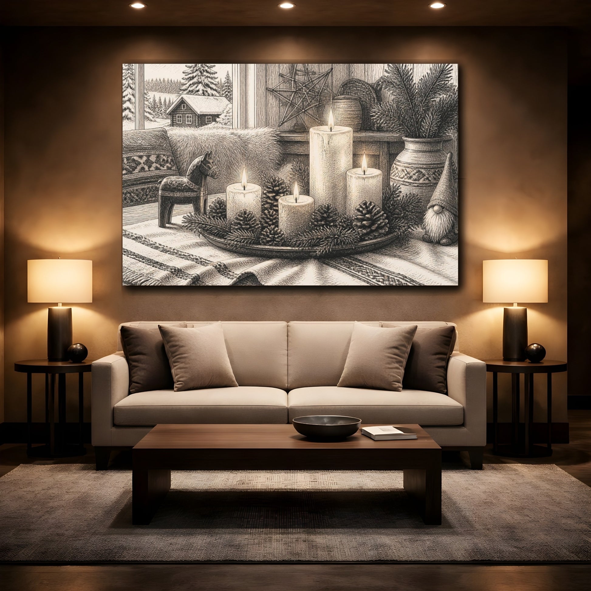 Mockup 2. Nordic Candle Centerpiece shown as canvas print
