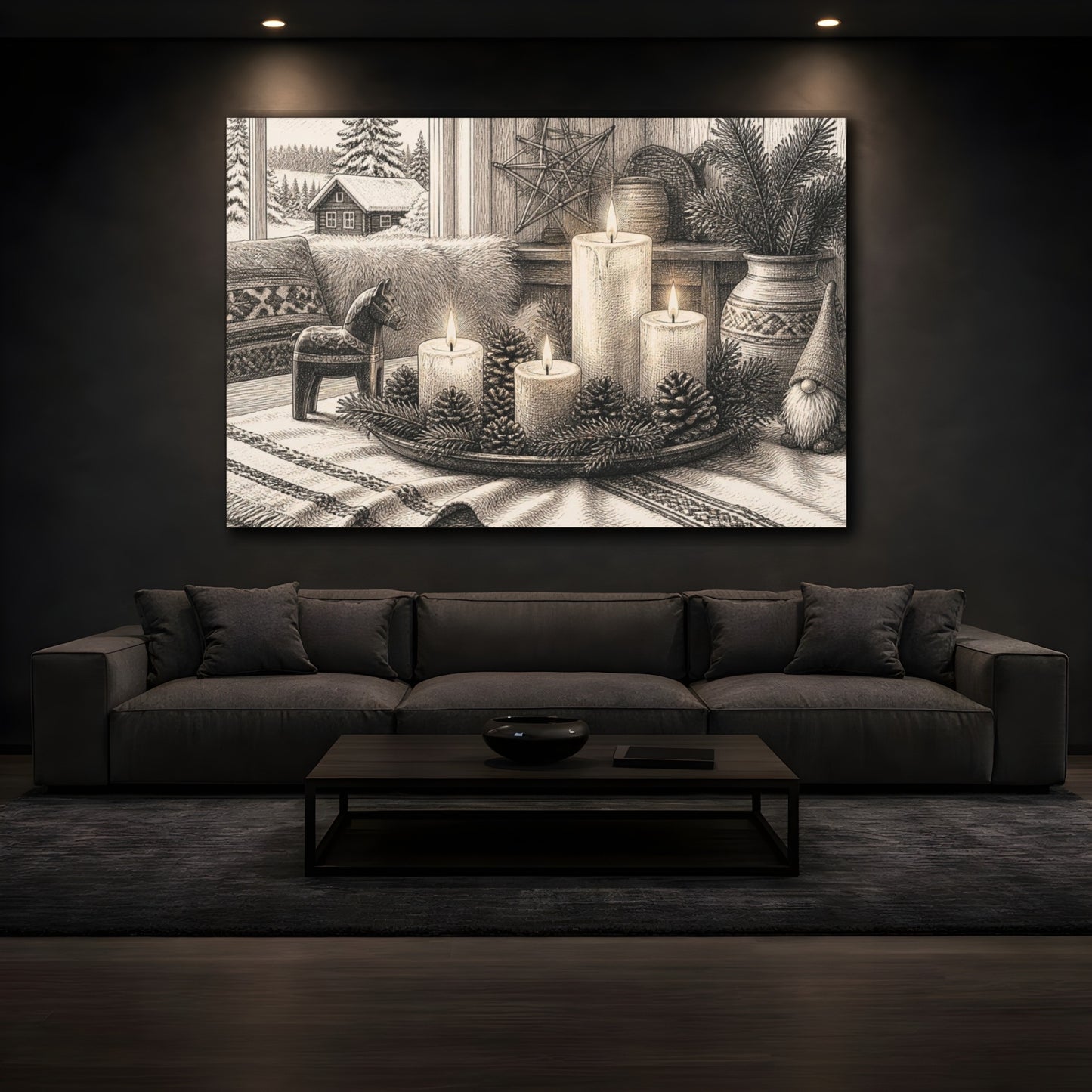 Mockup 3. Nordic Candle Centerpiece shown as canvas print