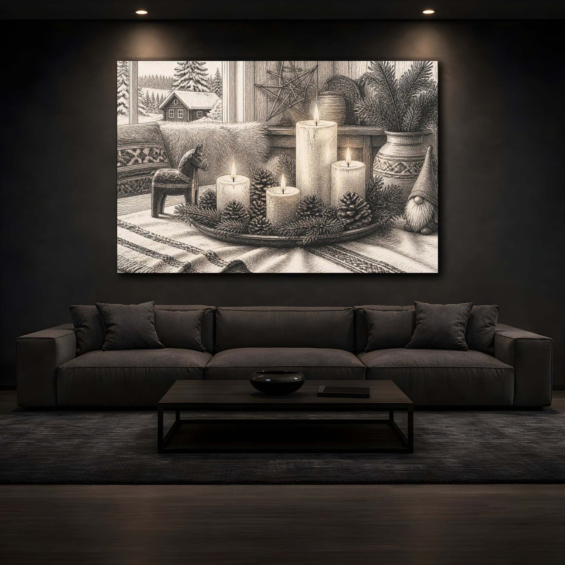 Mockup 3. Nordic Candle Centerpiece shown as canvas print