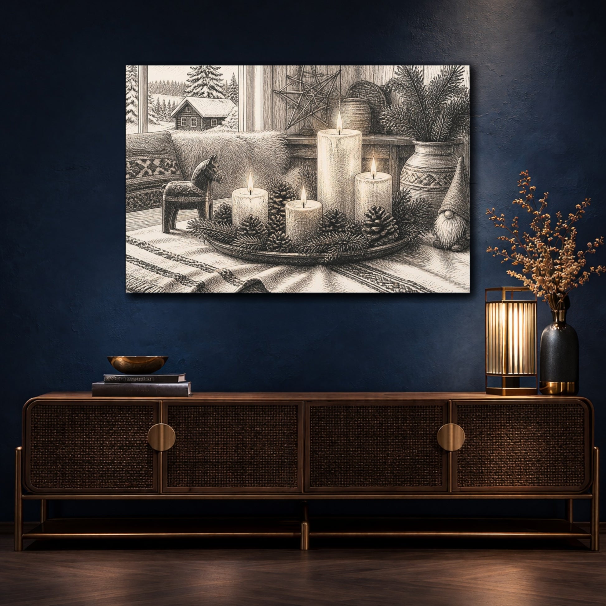 Mockup 4. Nordic Candle Centerpiece shown as canvas print