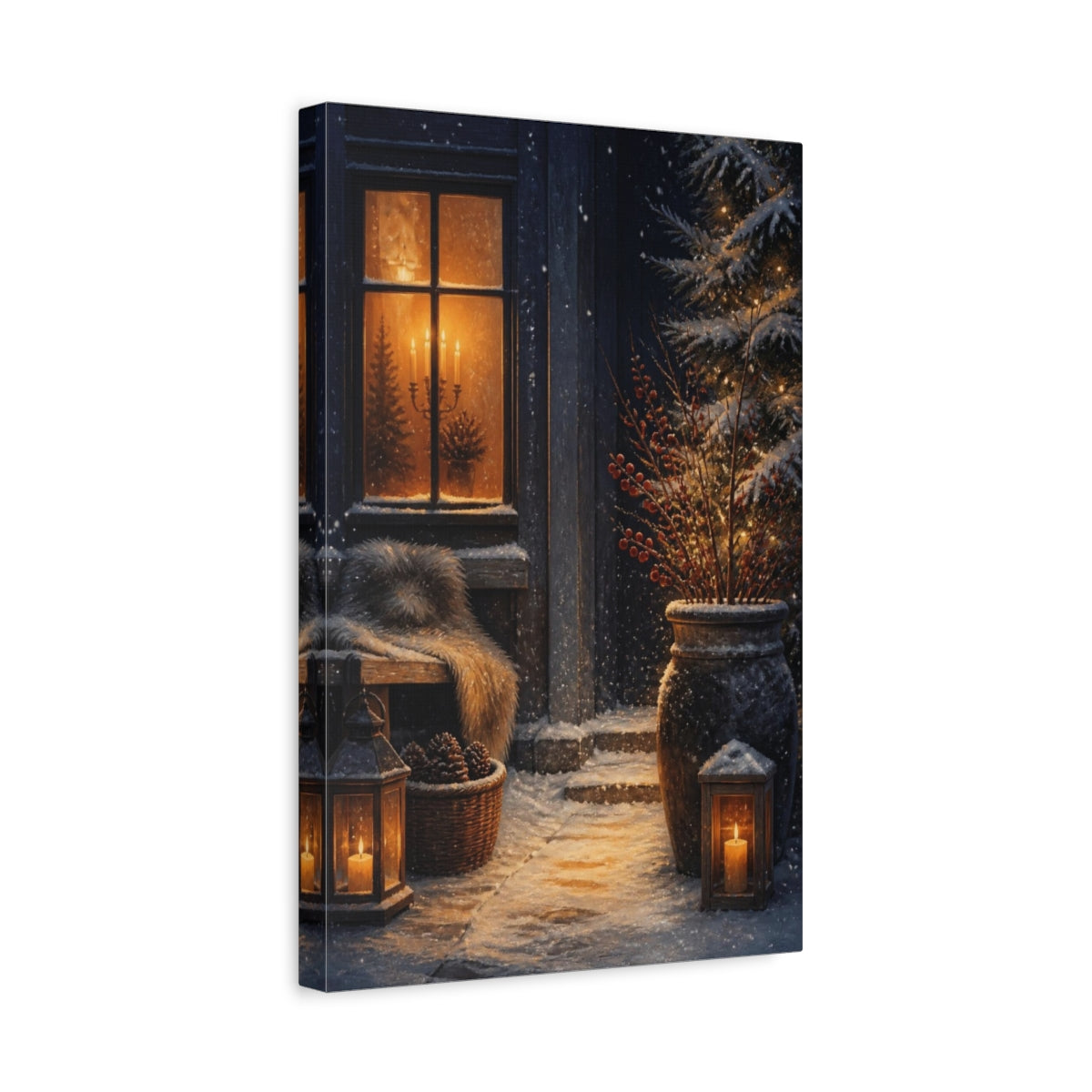 Side Mockup 4. Nordic Candlelit Entryway shown as canvas print