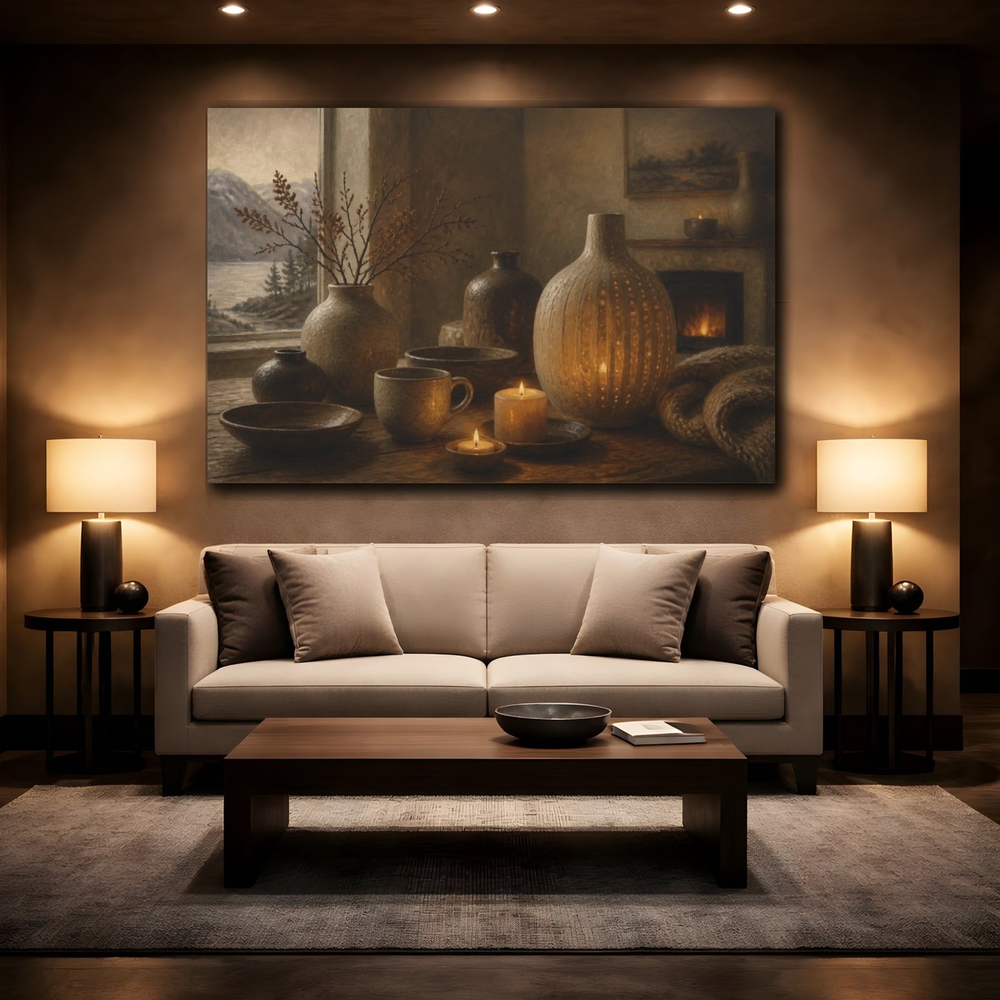 Mockup 2. Nordic Candlelit Vases shown as canvas print