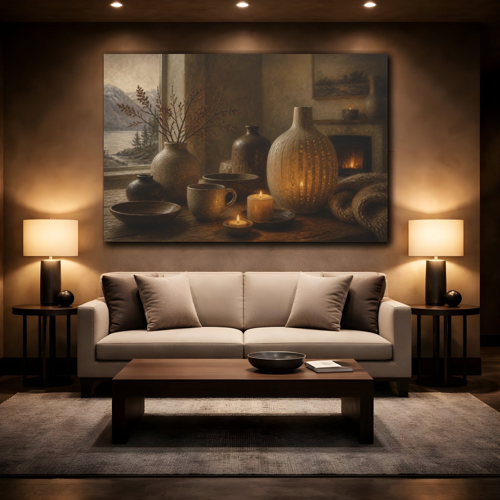Mockup 2. Nordic Candlelit Vases shown as canvas print