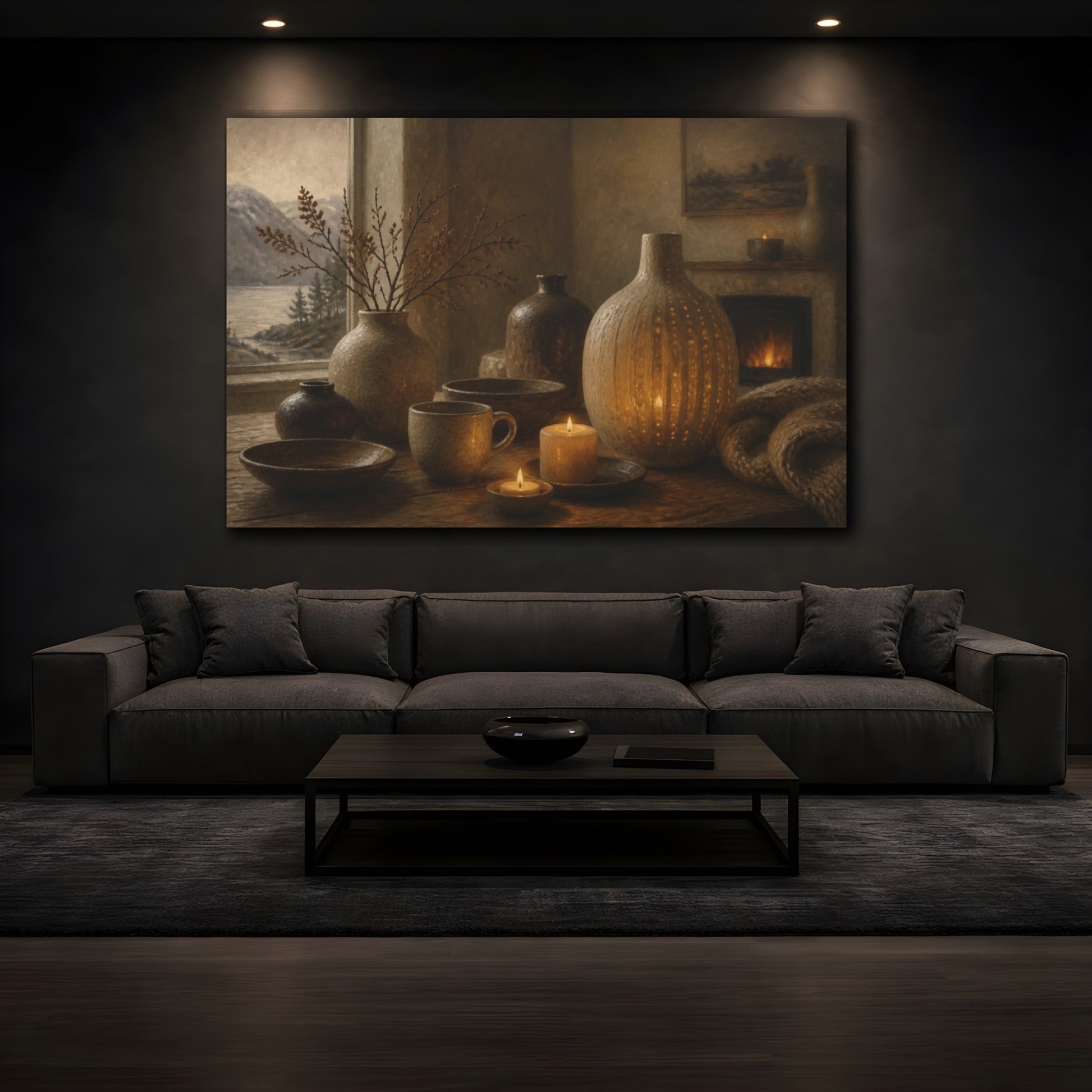 Mockup 3. Nordic Candlelit Vases shown as canvas print