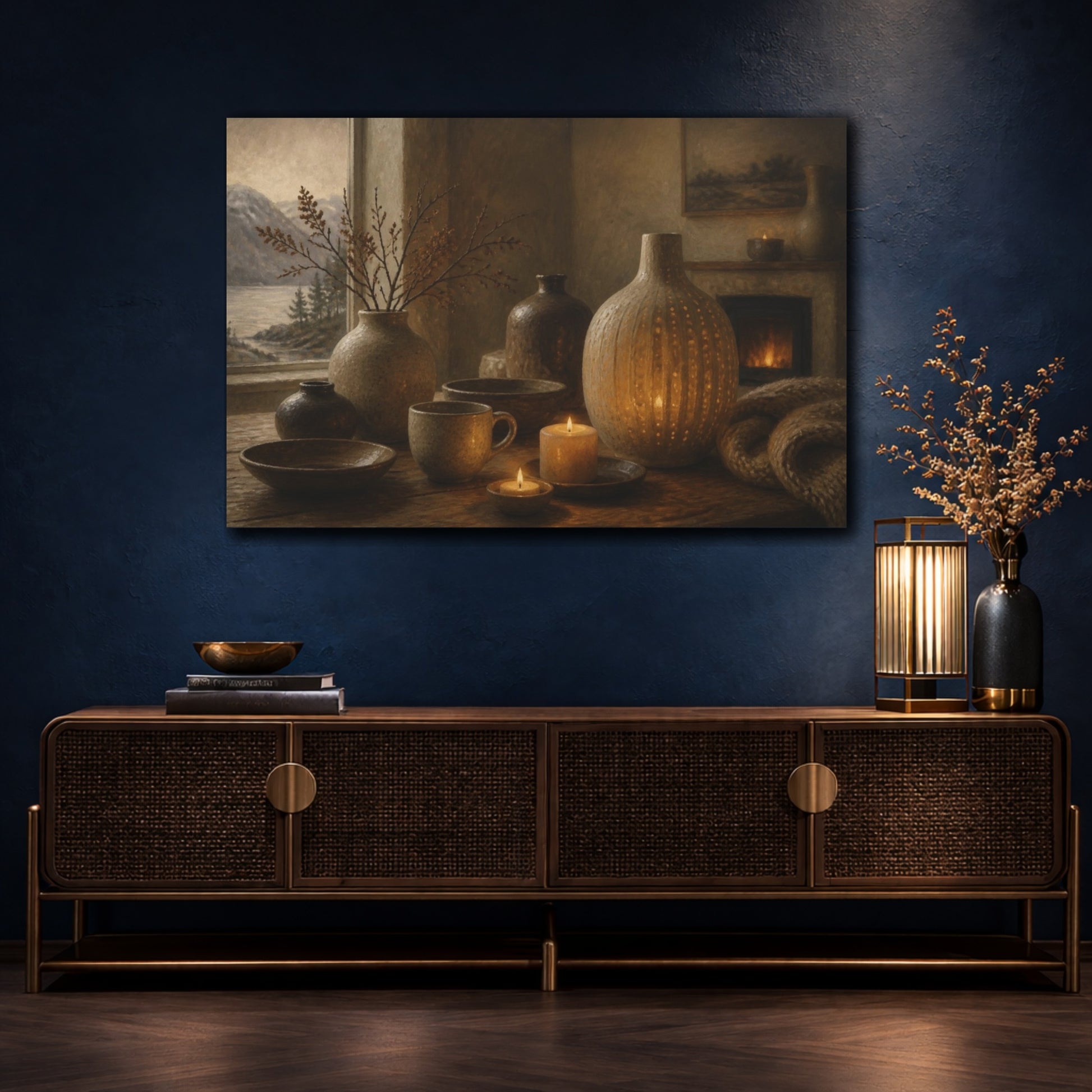 Mockup 4. Nordic Candlelit Vases shown as canvas print