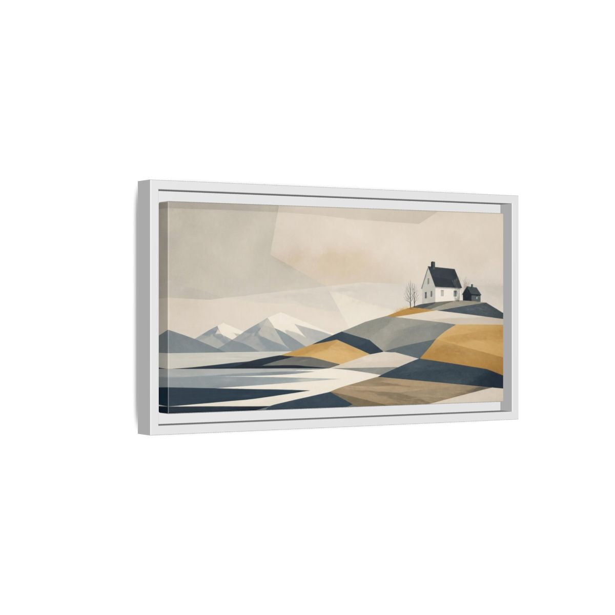 Side Mockup 6. Nordic Coastal House shown as framed canvas print