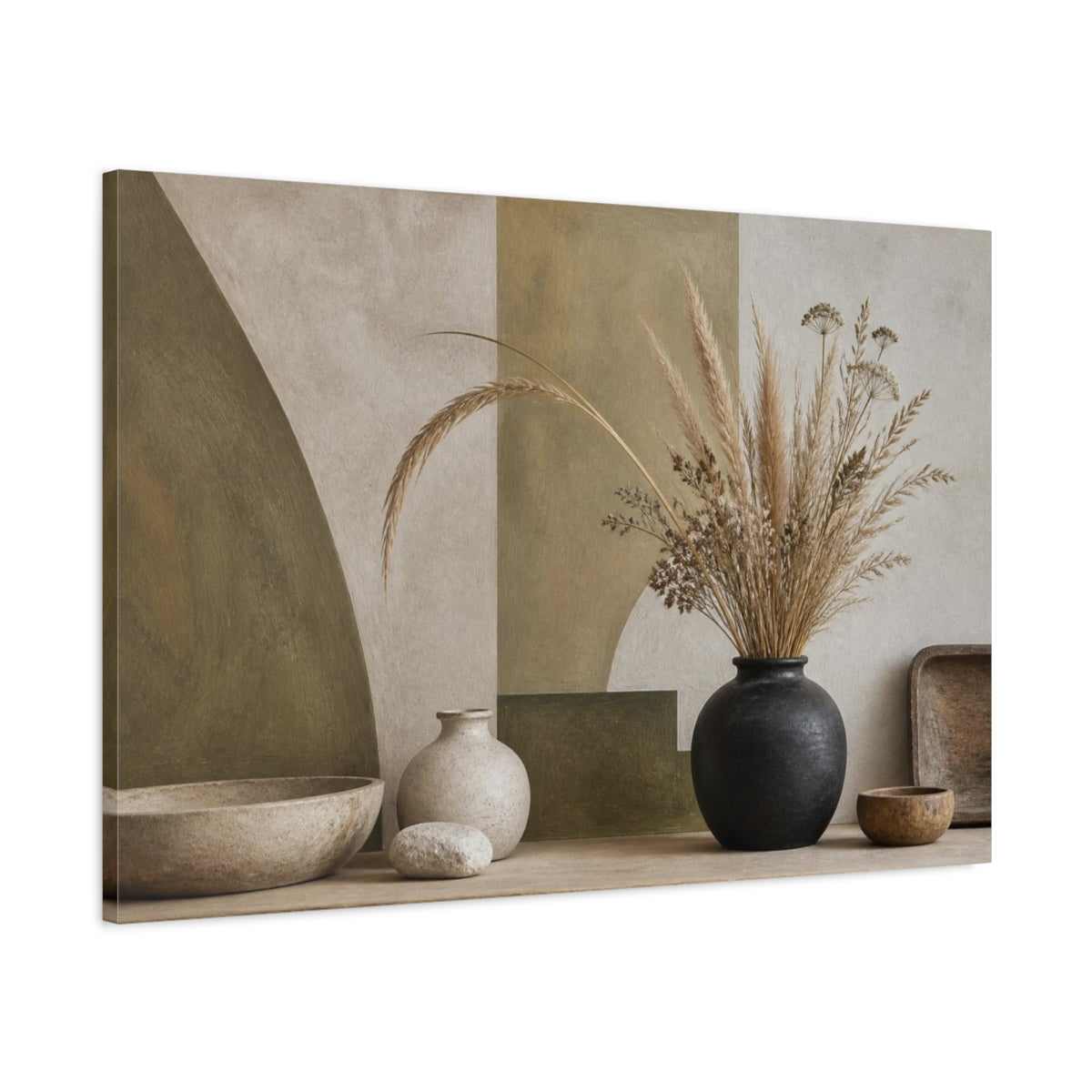 Main Mockup. Nordic Dried Grasses Vase shown as canvas print