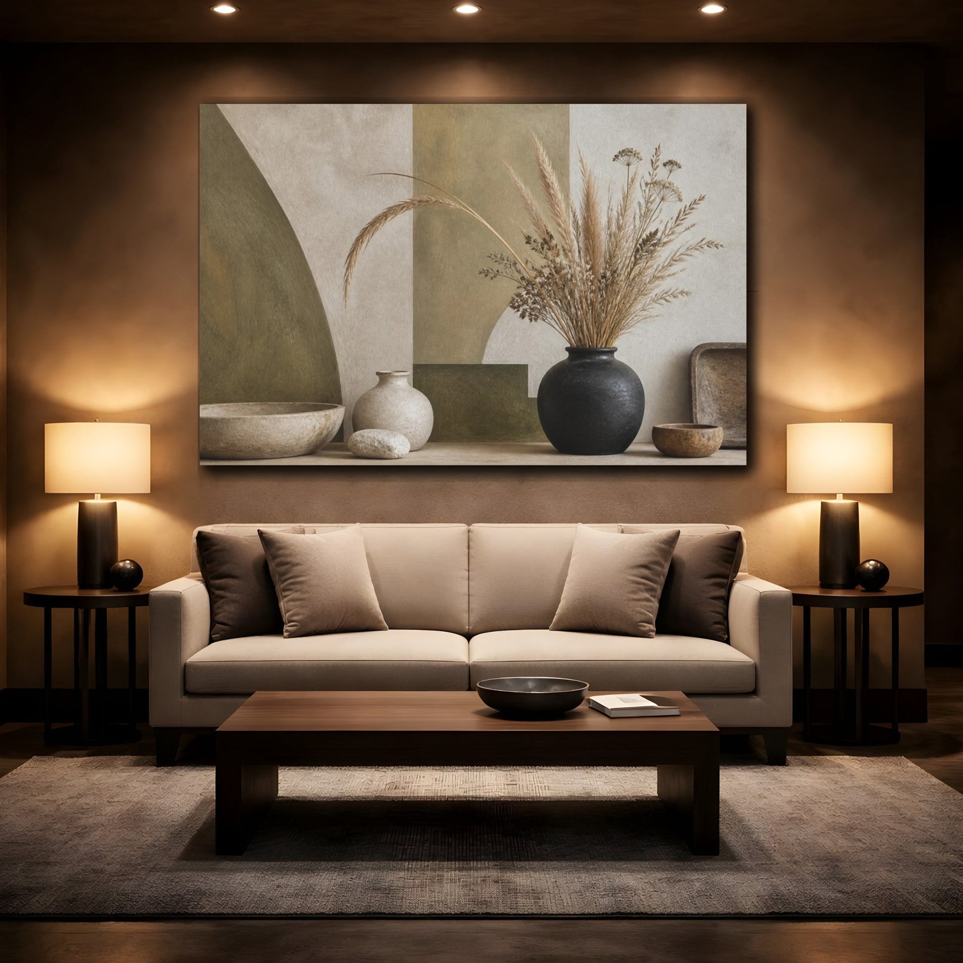 Mockup 2. Nordic Dried Grasses Vase shown as canvas print