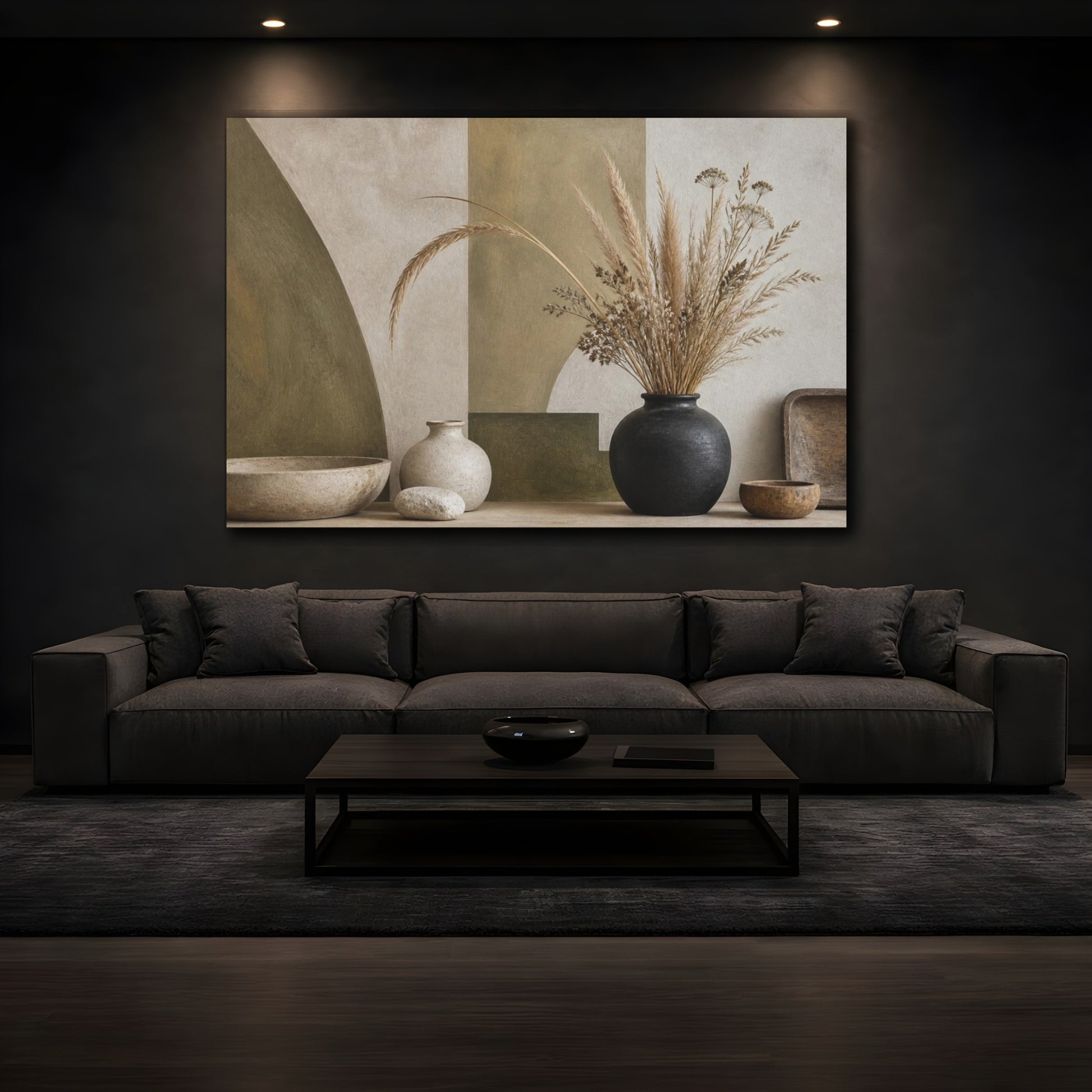 Mockup 3. Nordic Dried Grasses Vase shown as canvas print