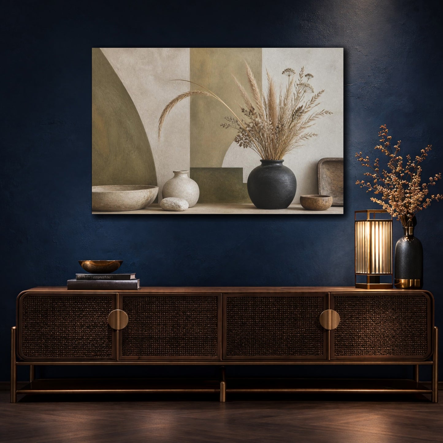 Mockup 4. Nordic Dried Grasses Vase shown as canvas print
