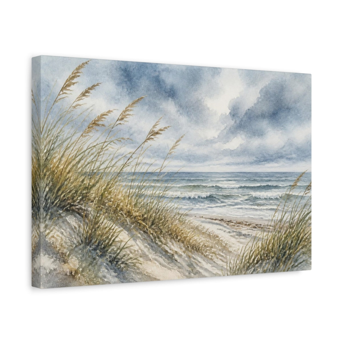 Side Mockup 4. Nordic Dune Grass Seascape shown as canvas print