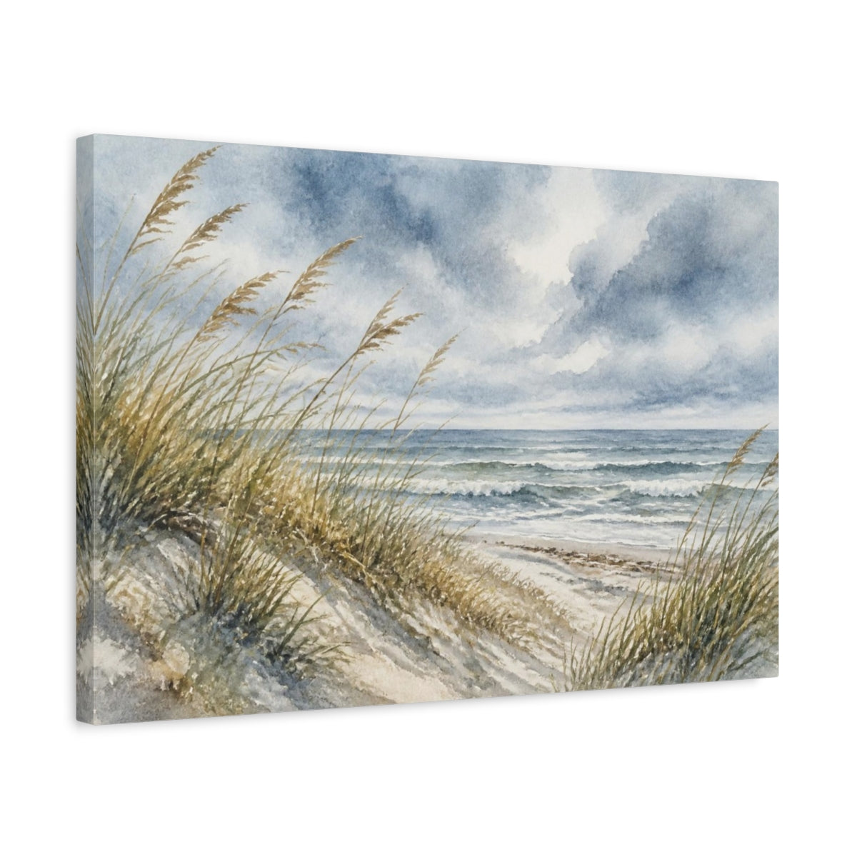 Side Mockup 3. Nordic Dune Grass Seascape shown as canvas print