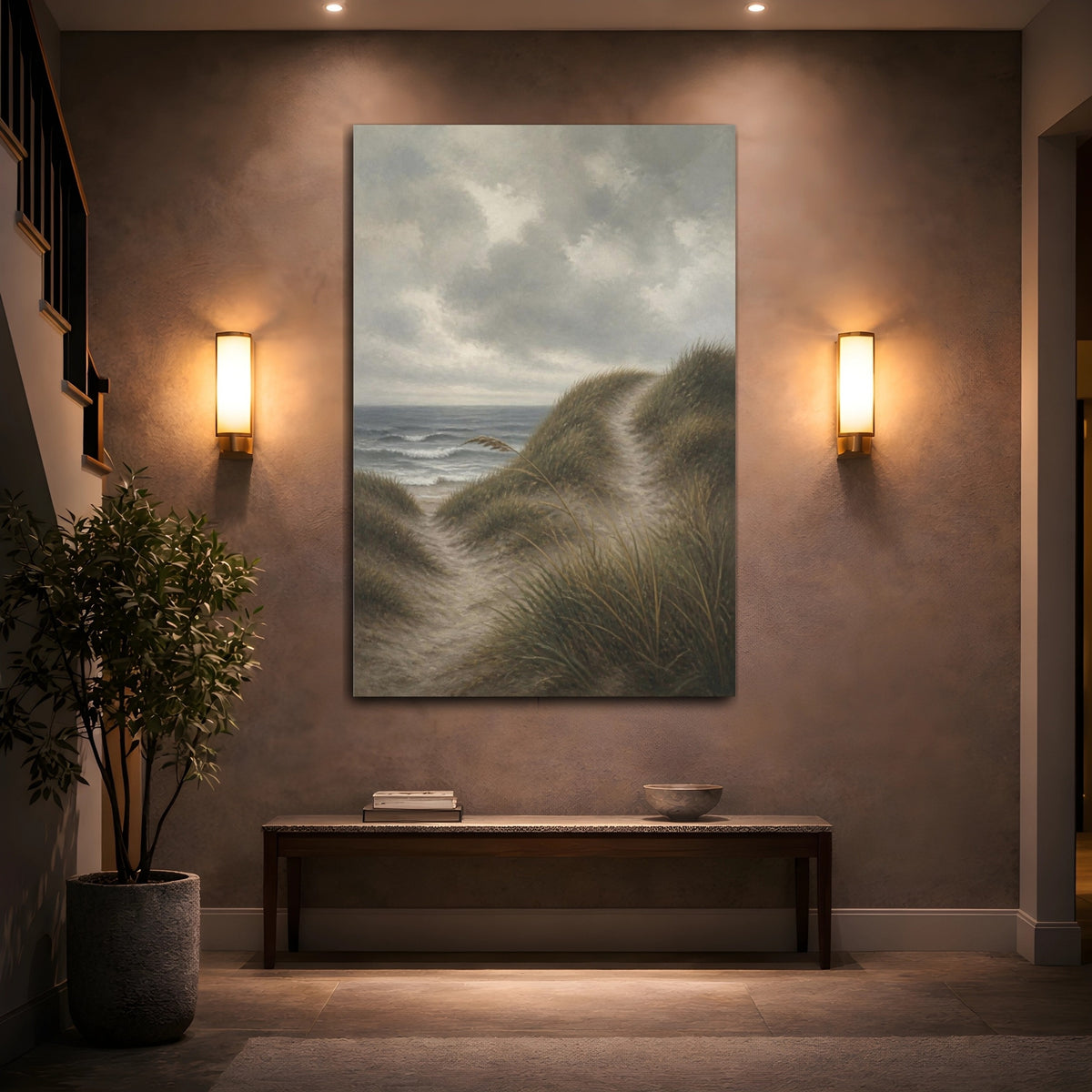 Mockup 2. Nordic Dune Path shown as canvas print