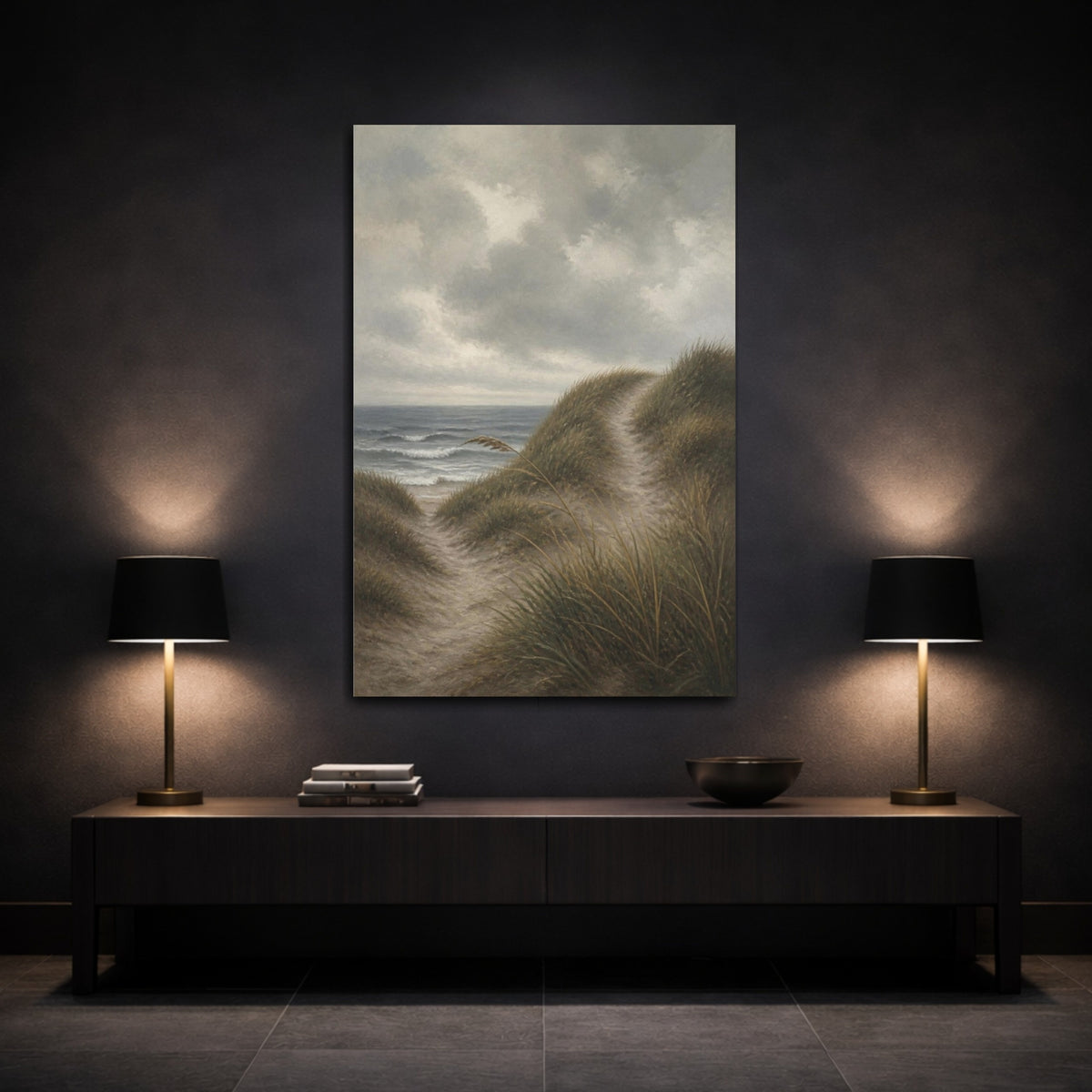 Mockup 3. Nordic Dune Path shown as canvas print
