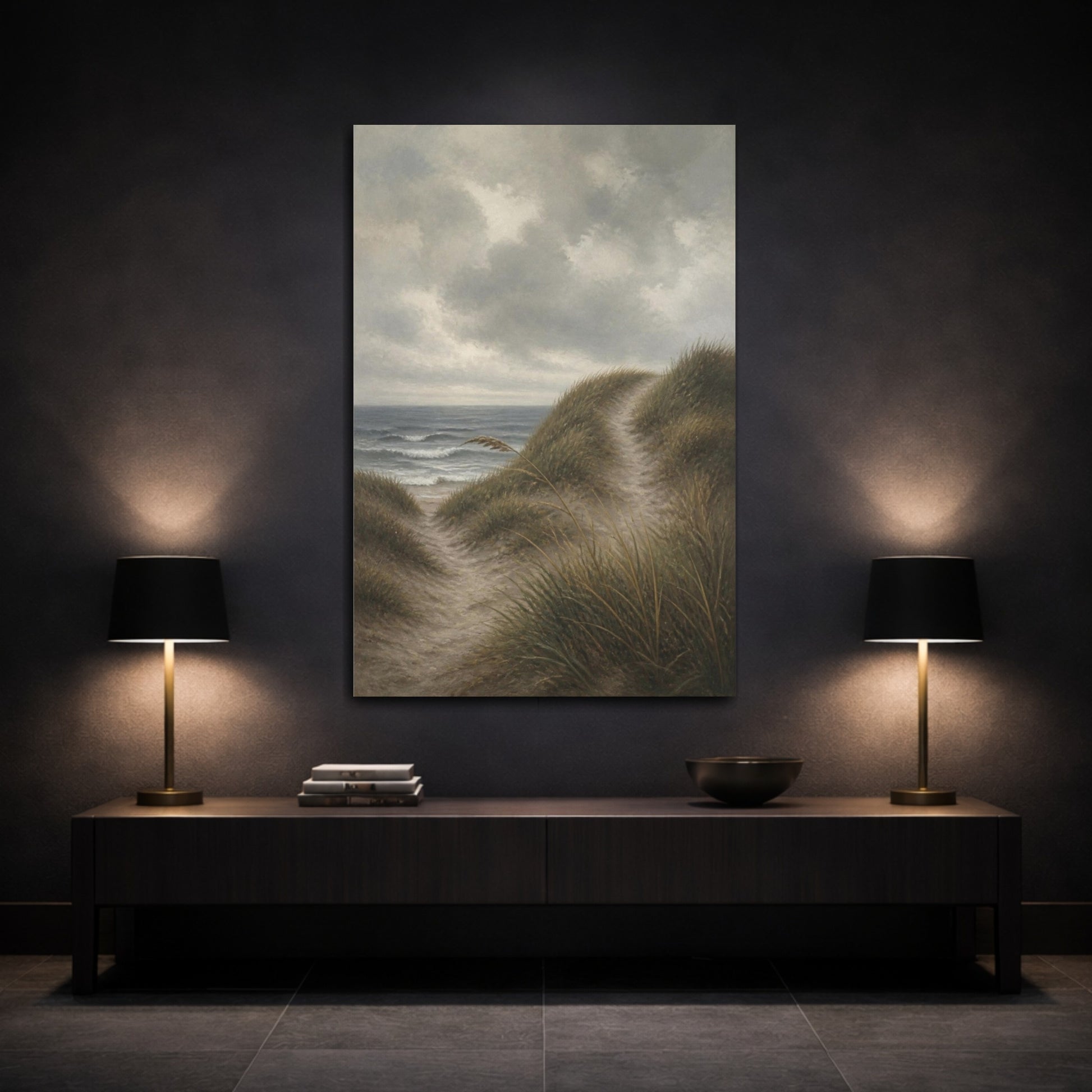 Mockup 3. Nordic Dune Path shown as canvas print
