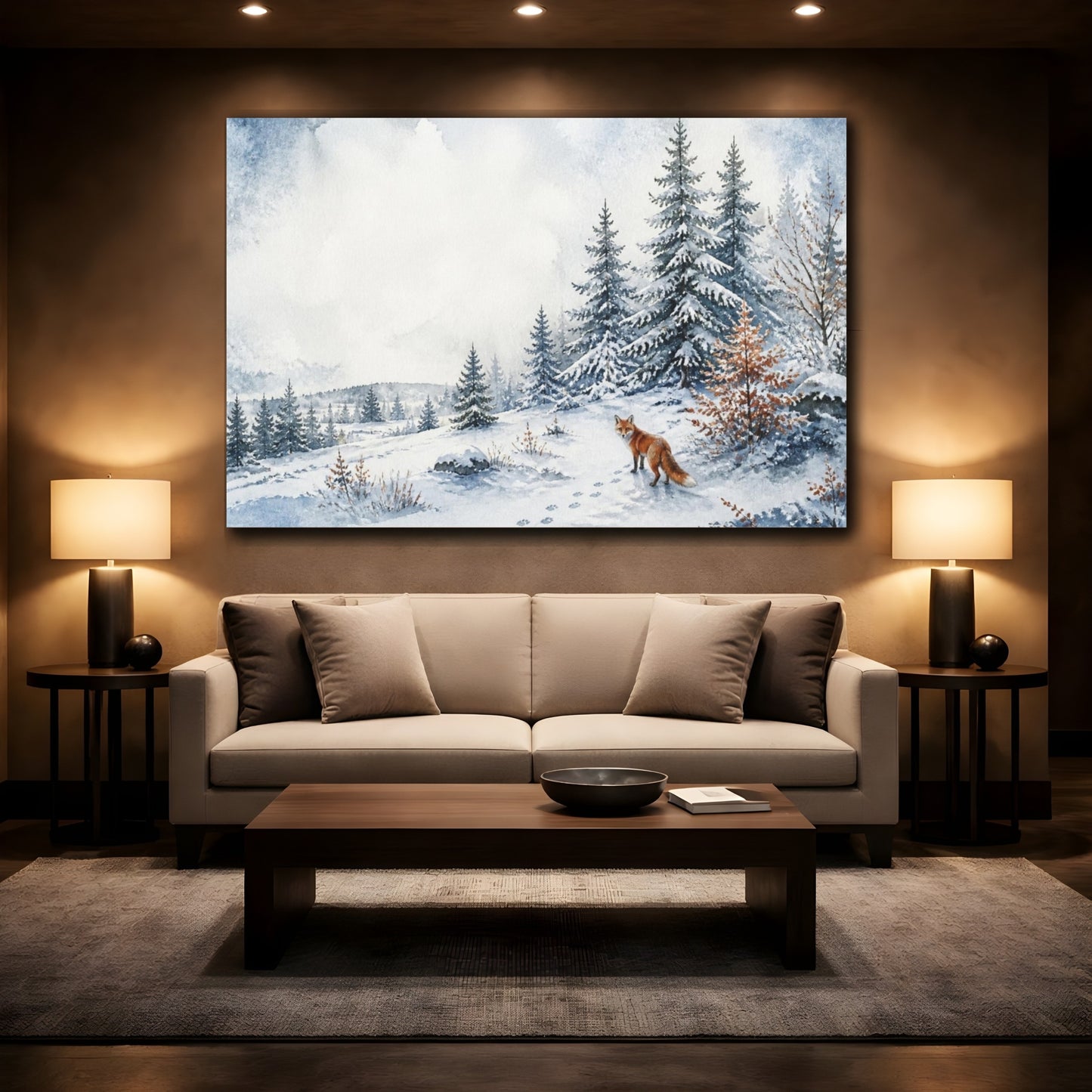 Mockup 2. Nordic Fox In Snow shown as canvas print