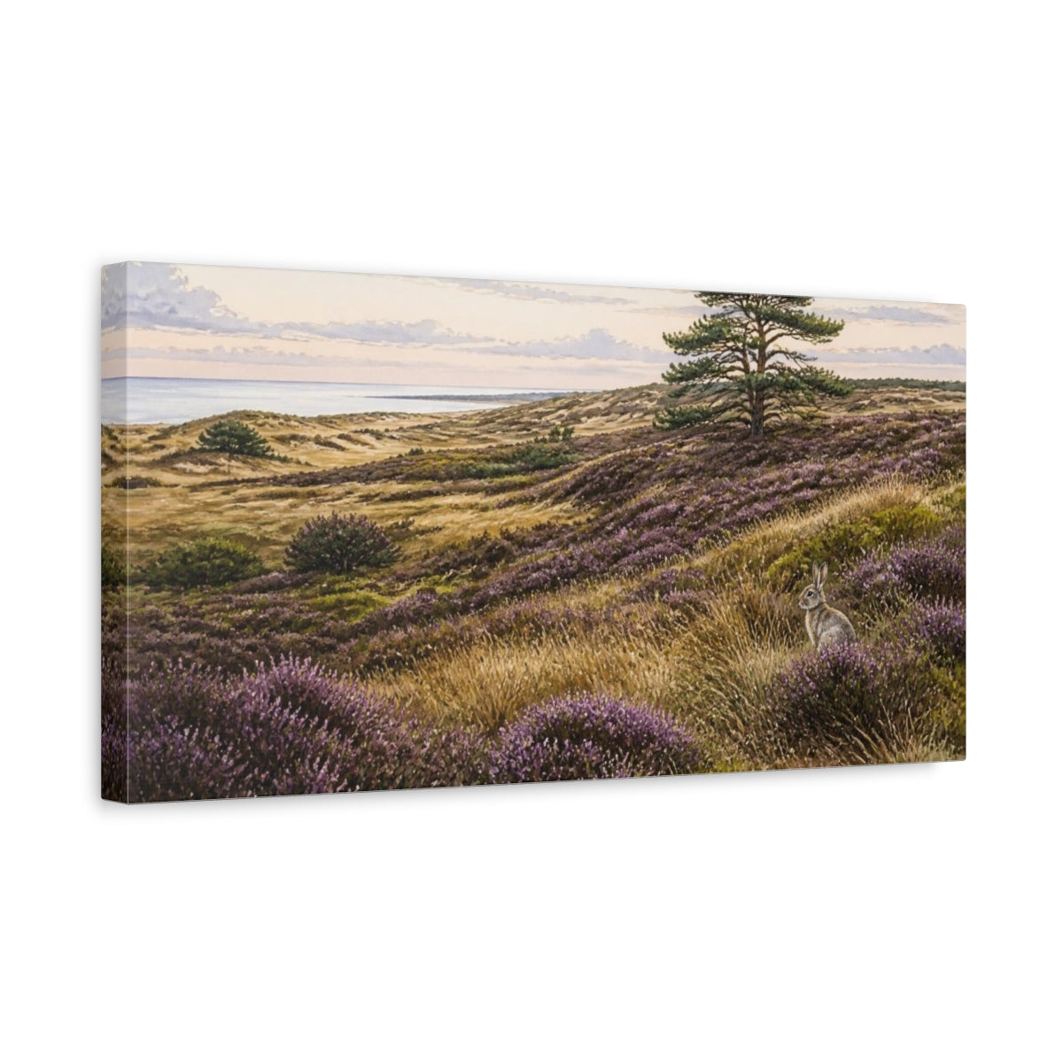 Side Mockup 3. Nordic Heather Hare shown as canvas print