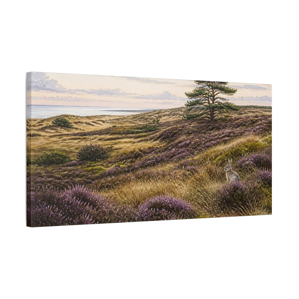 Side Mockup 1. Nordic Heather Hare shown as canvas print