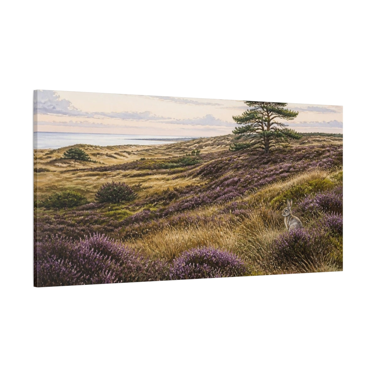 Side Mockup 2. Nordic Heather Hare shown as canvas print