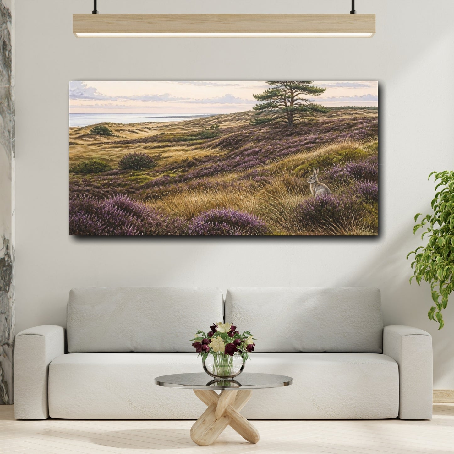 Mockup 2. Nordic Heather Hare shown as canvas print