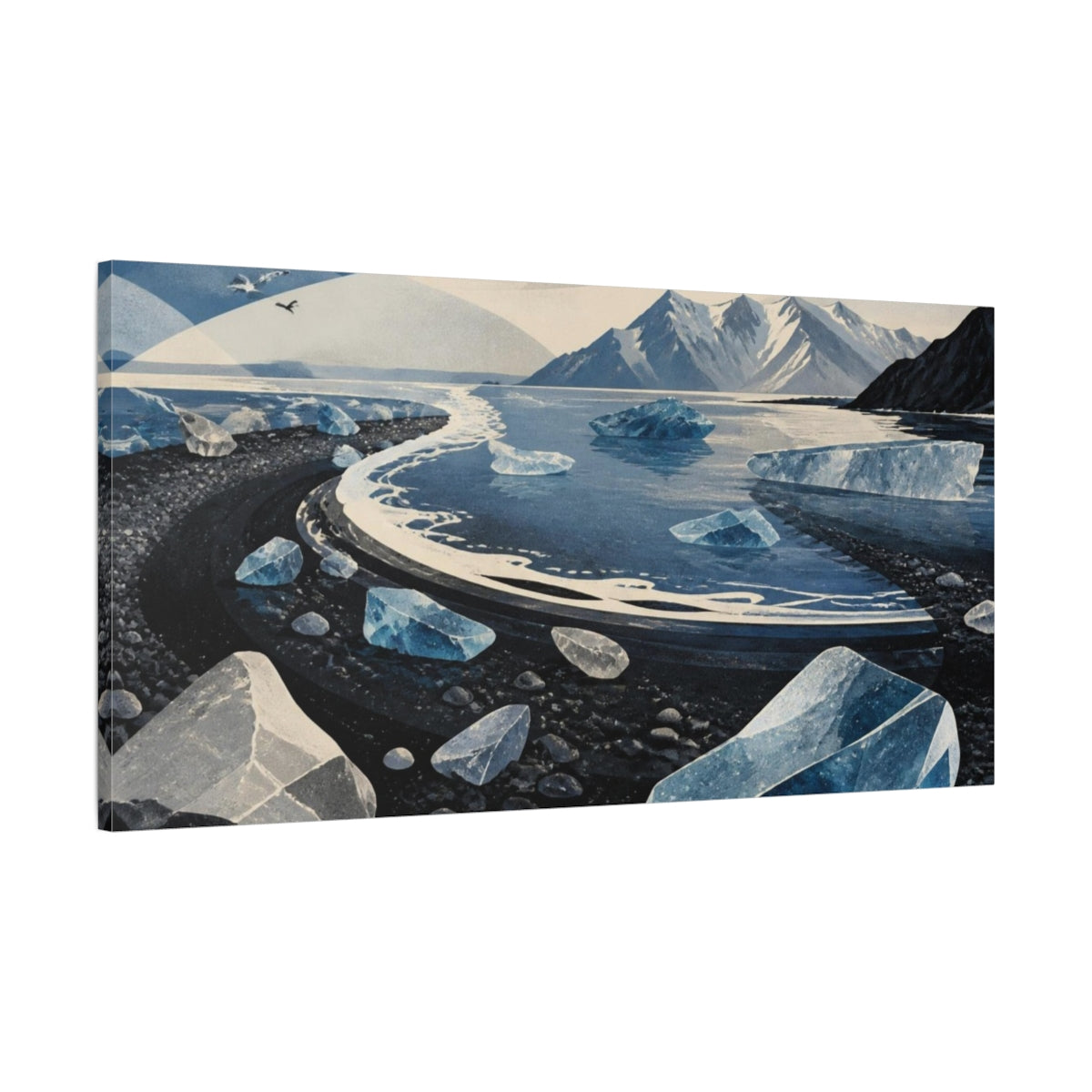Main Mockup. Nordic Ice Beach shown as canvas print