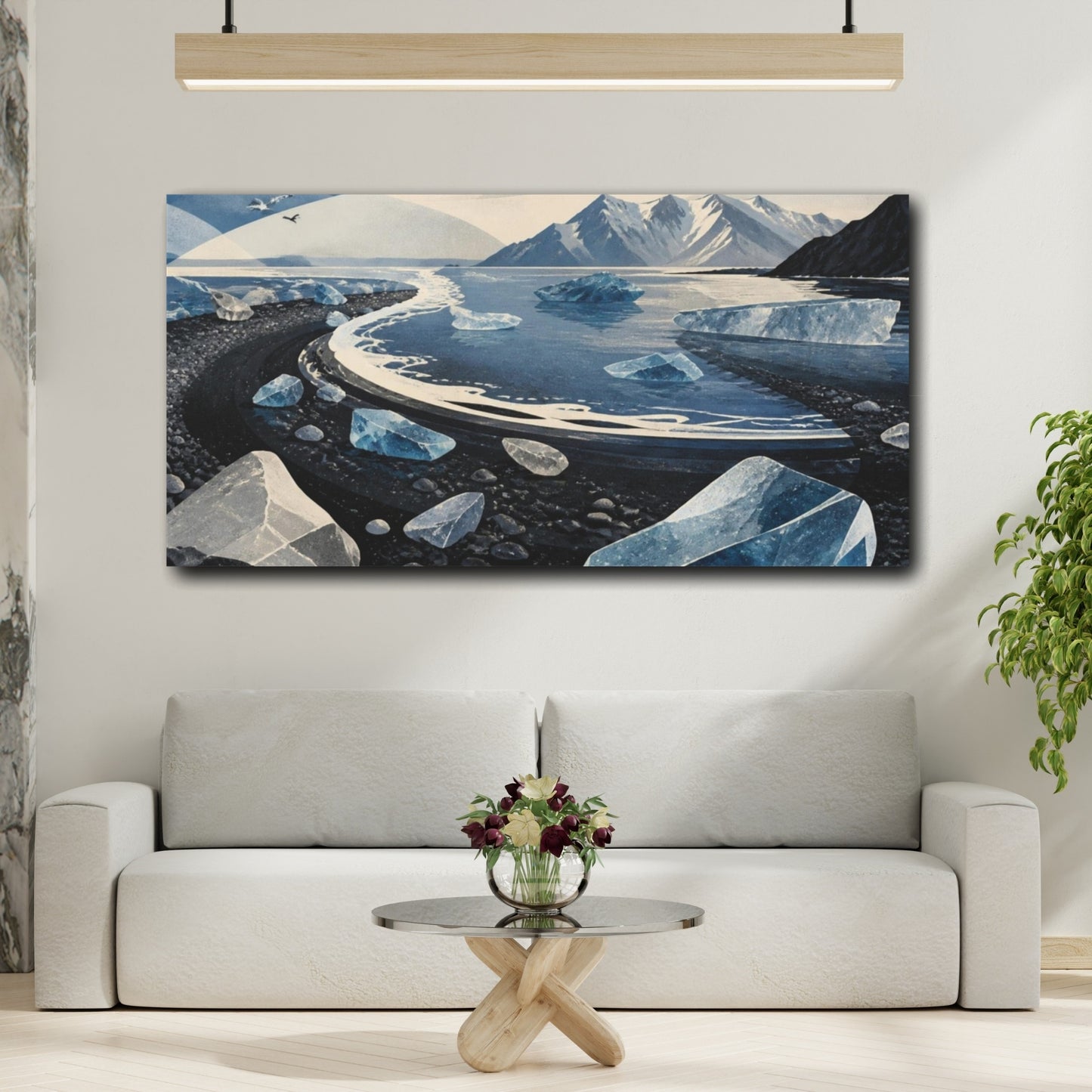 Mockup 2. Nordic Ice Beach shown as canvas print