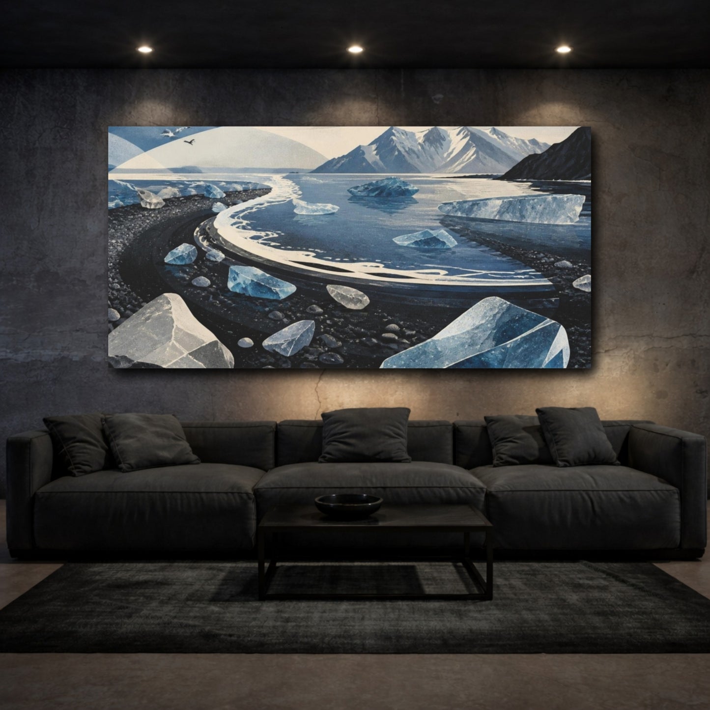 Mockup 3. Nordic Ice Beach shown as canvas print