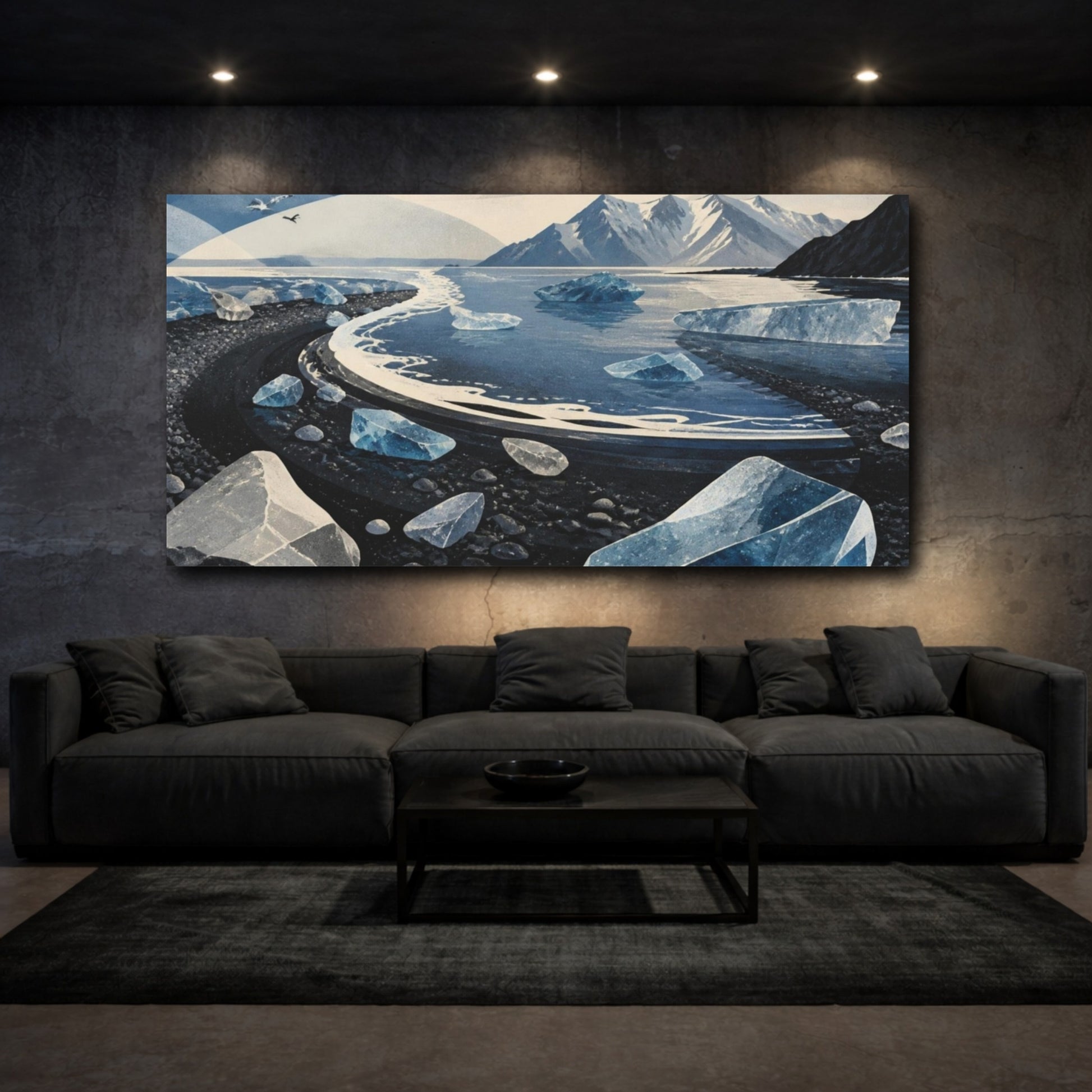 Mockup 3. Nordic Ice Beach shown as canvas print
