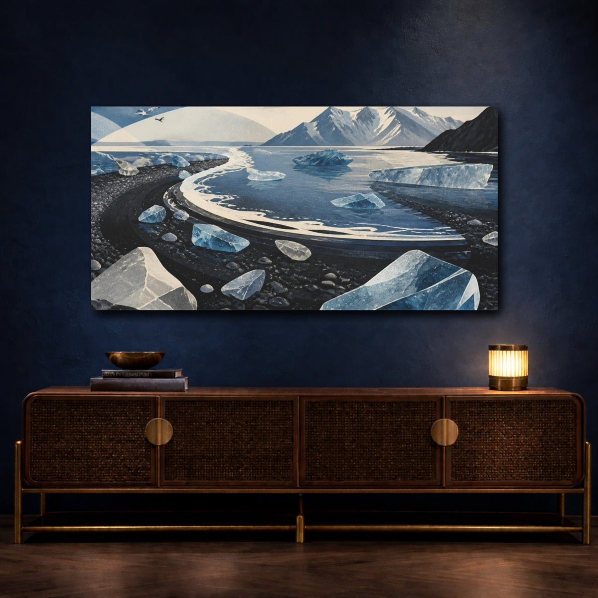Mockup 4. Nordic Ice Beach shown as canvas print