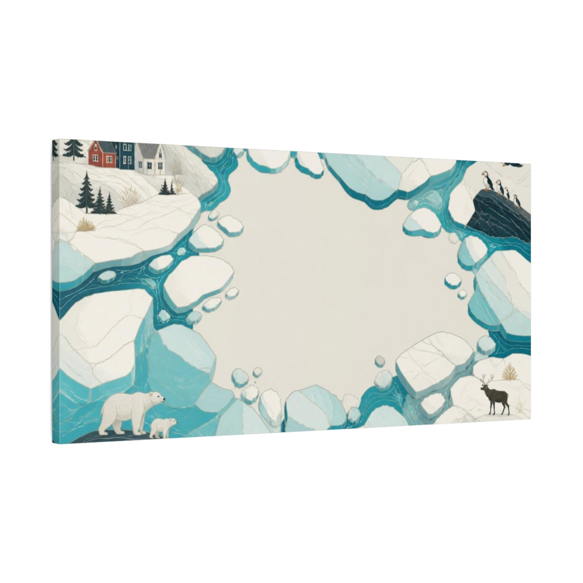 Main Mockup. Nordic Ice Landscape shown as canvas print