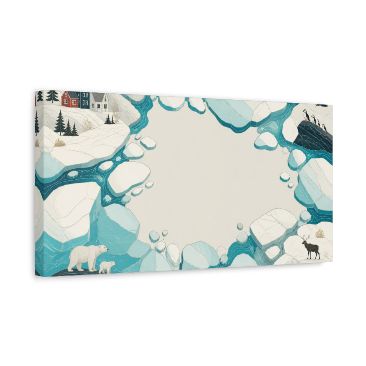 Side Mockup 3. Nordic Ice Landscape shown as canvas print