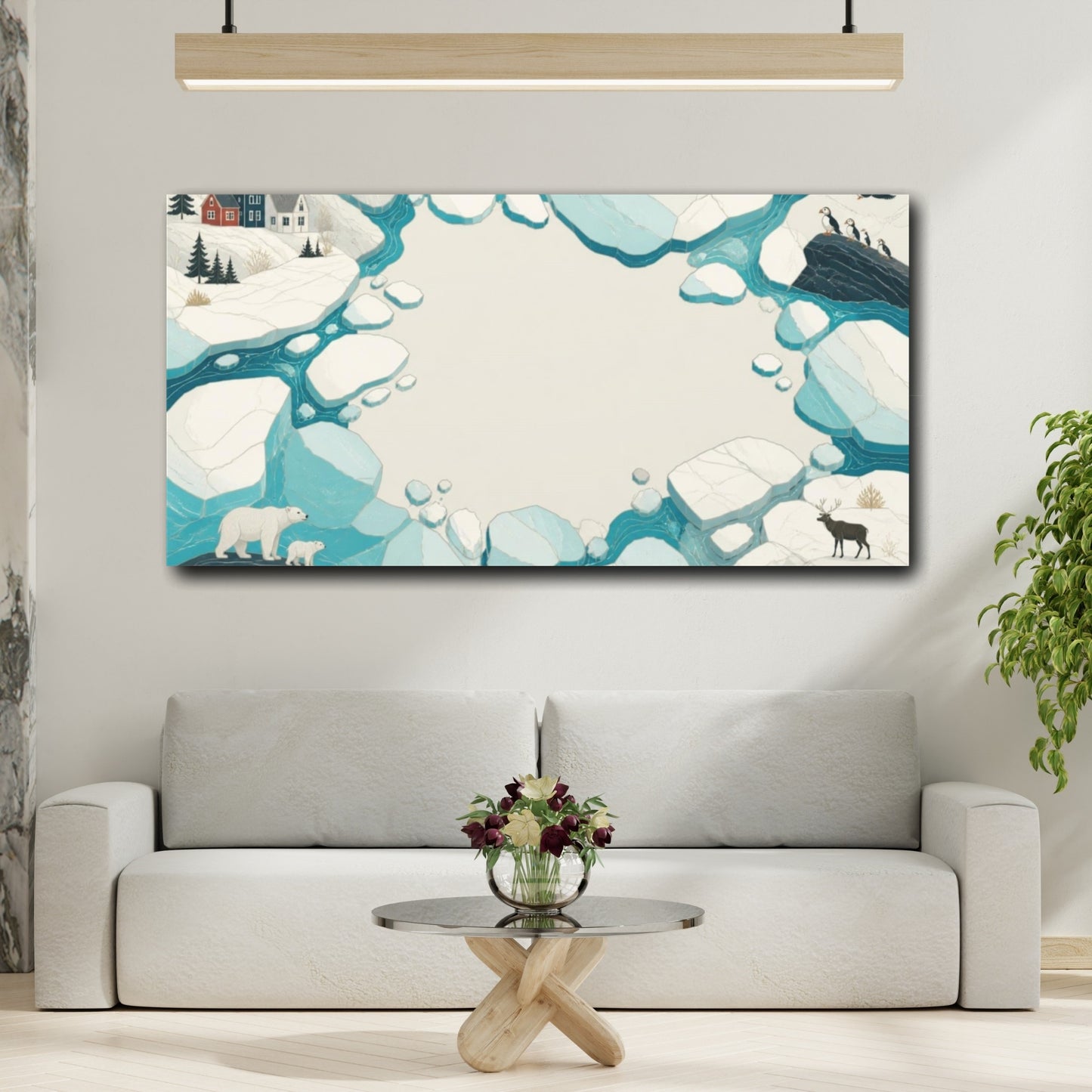 Mockup 2. Nordic Ice Landscape shown as canvas print