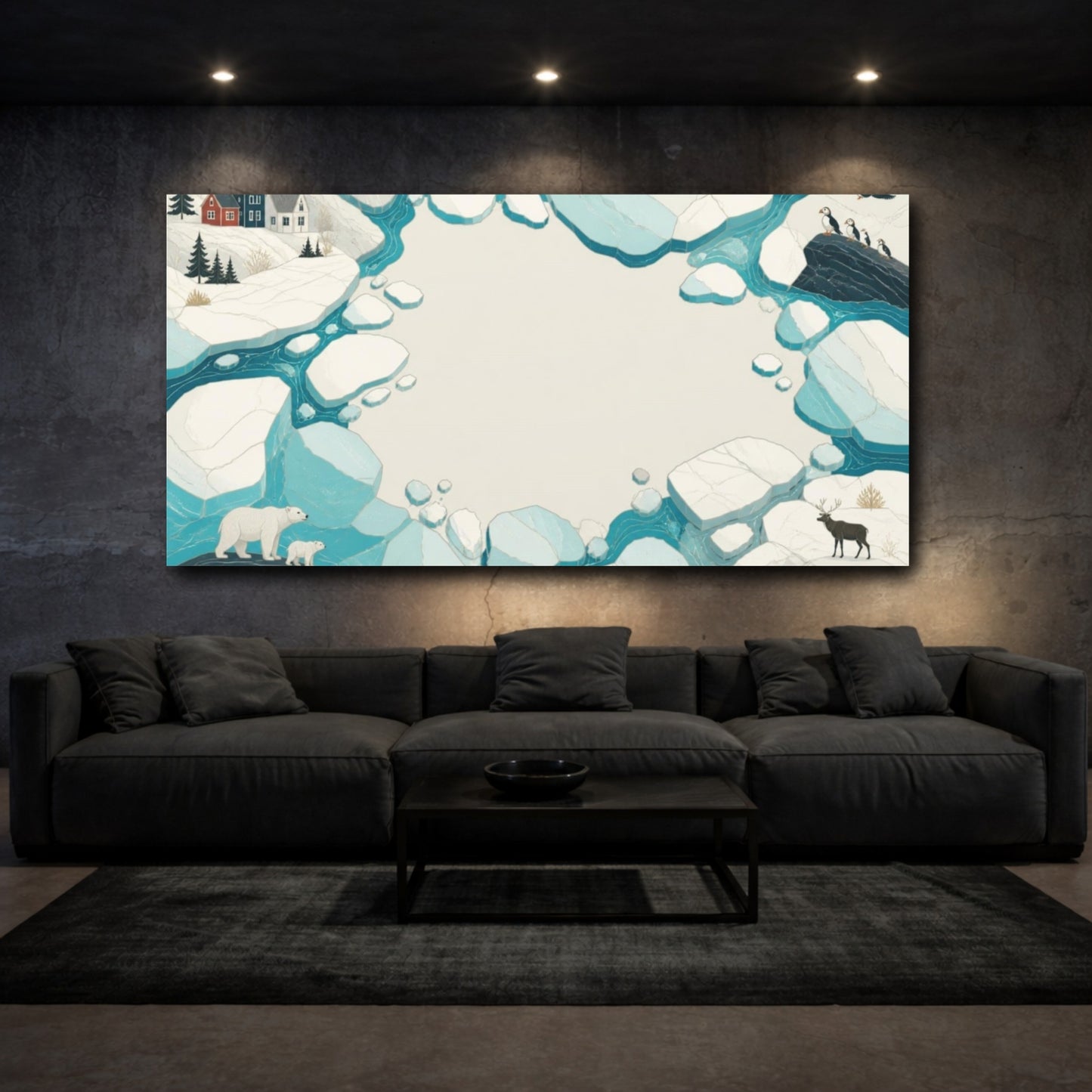Mockup 3. Nordic Ice Landscape shown as canvas print