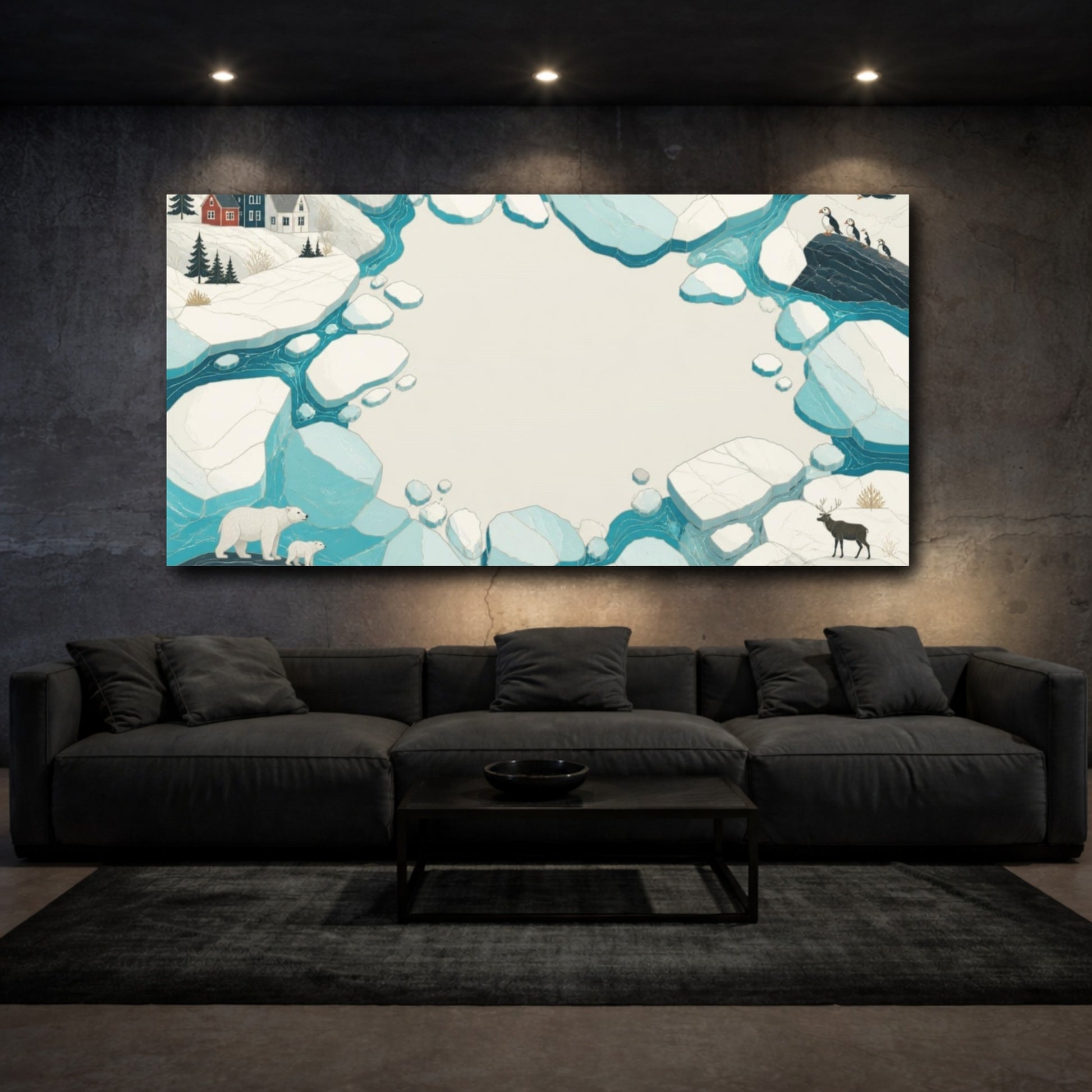 Mockup 3. Nordic Ice Landscape shown as canvas print